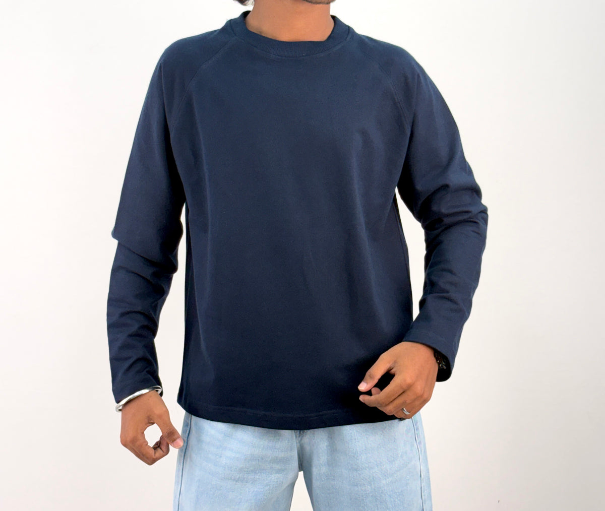 Navy Cropped Raglan Tee