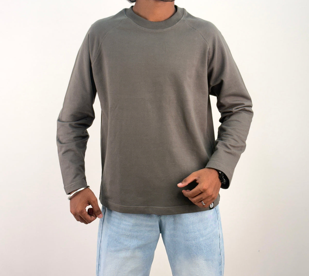 Dark Grey Cropped Raglan Tee