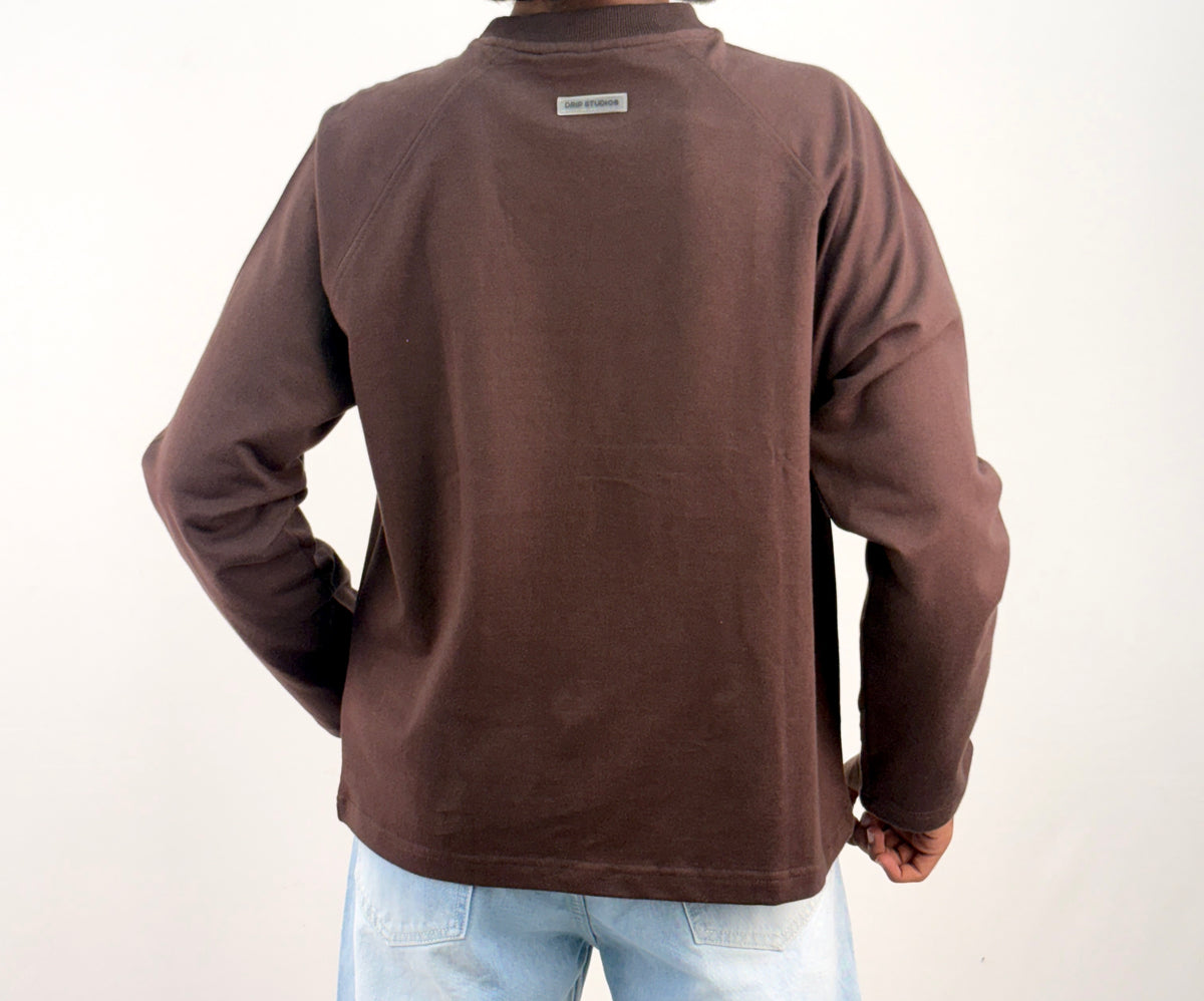 Dark Brown Cropped Raglan Tee