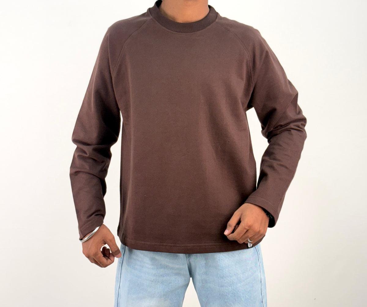 Dark Brown Cropped Raglan Tee