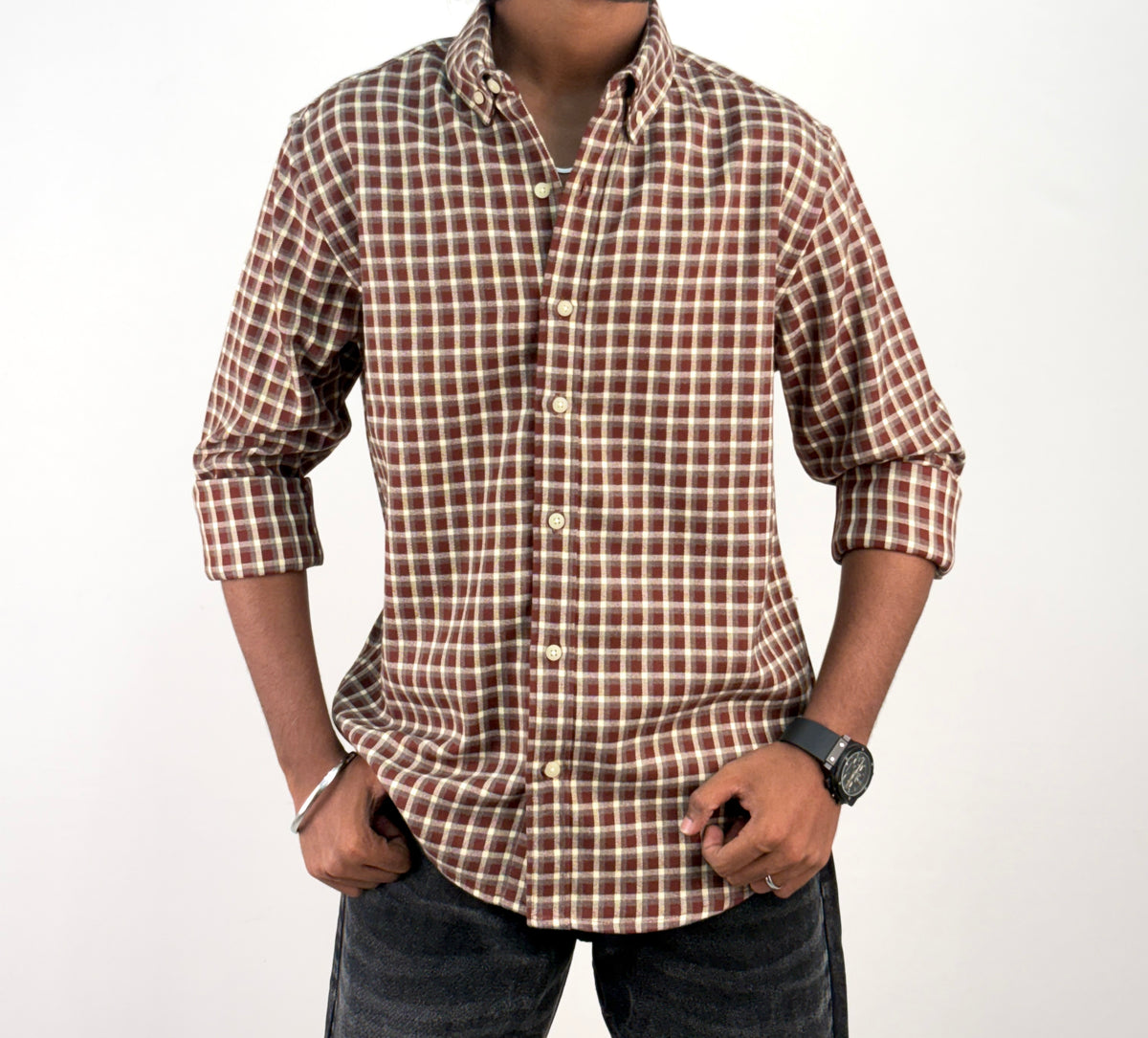 Beige Red IMP Flannel Shirt 4