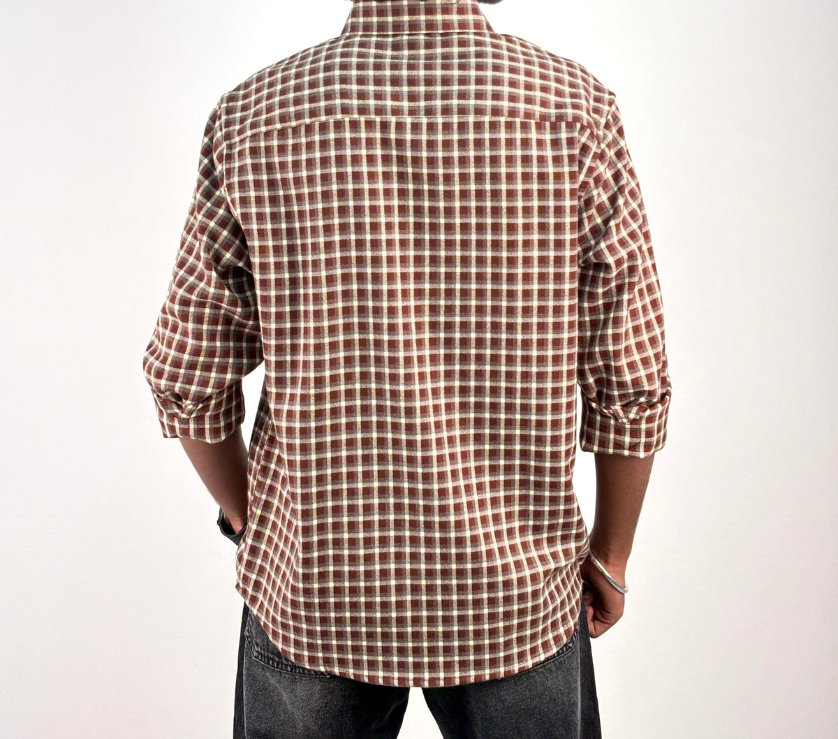Beige Red IMP Flannel Shirt 4
