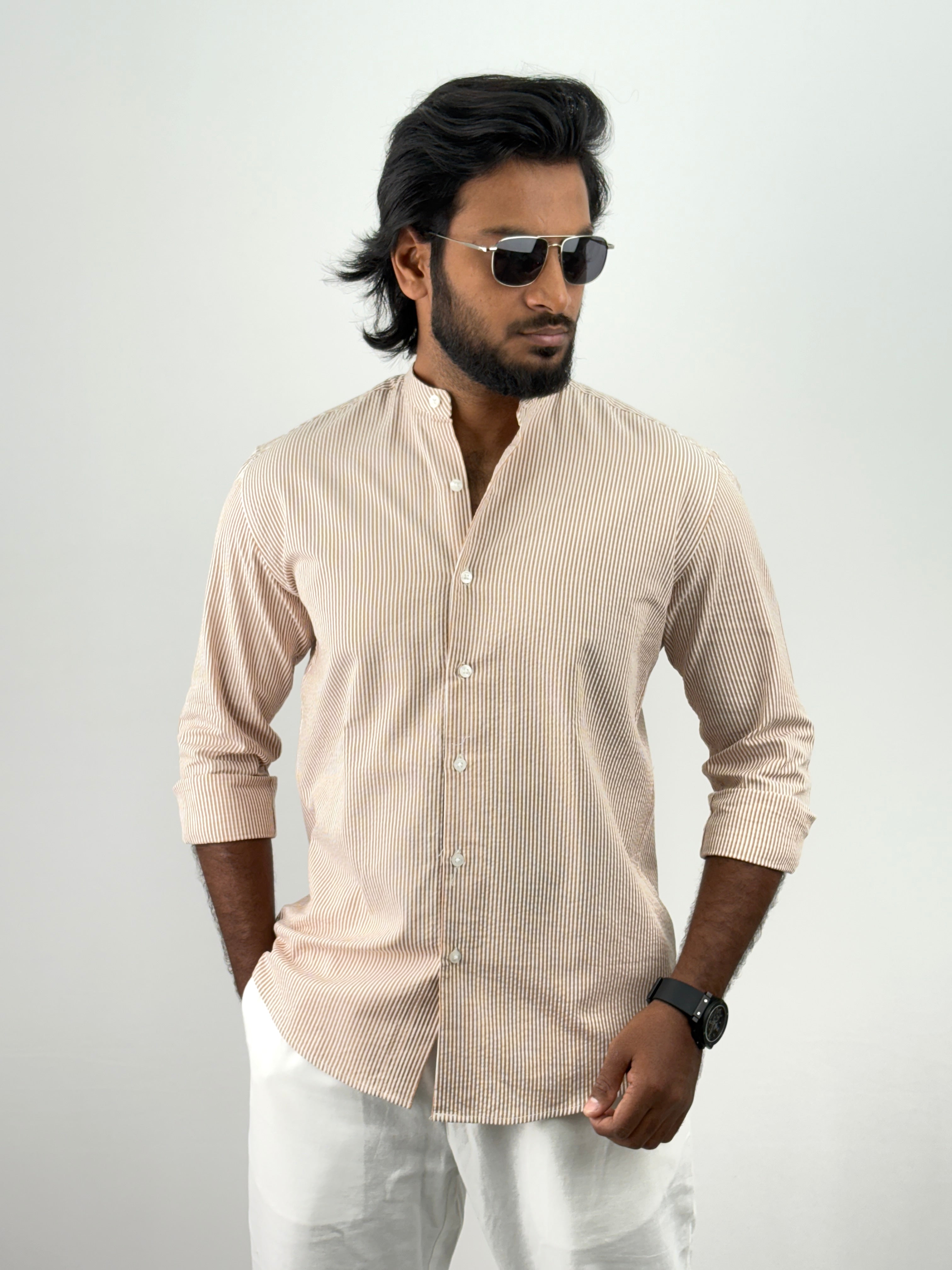 Orange Mandarin Collar Shirts