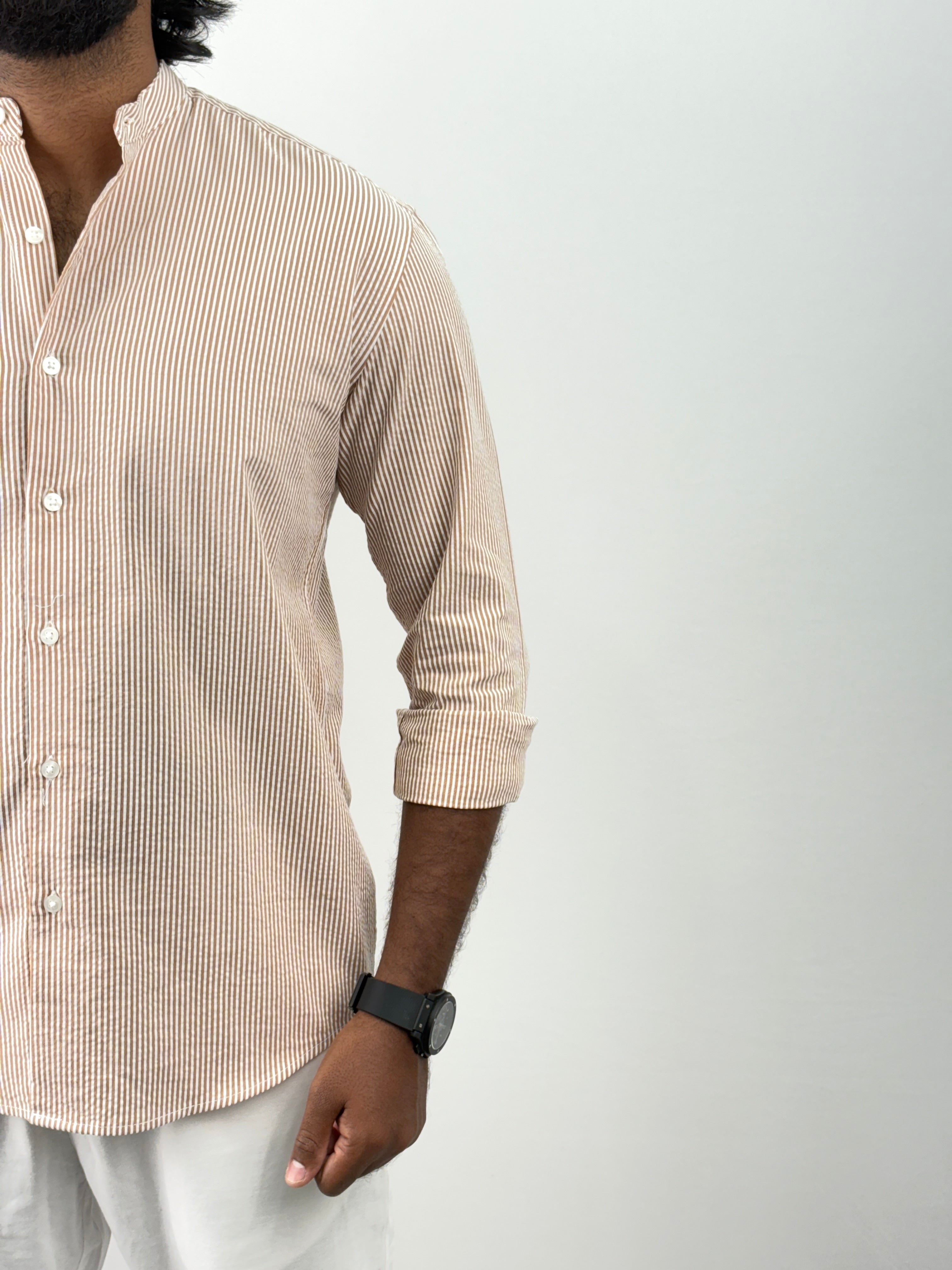 Orange Mandarin Collar Shirts