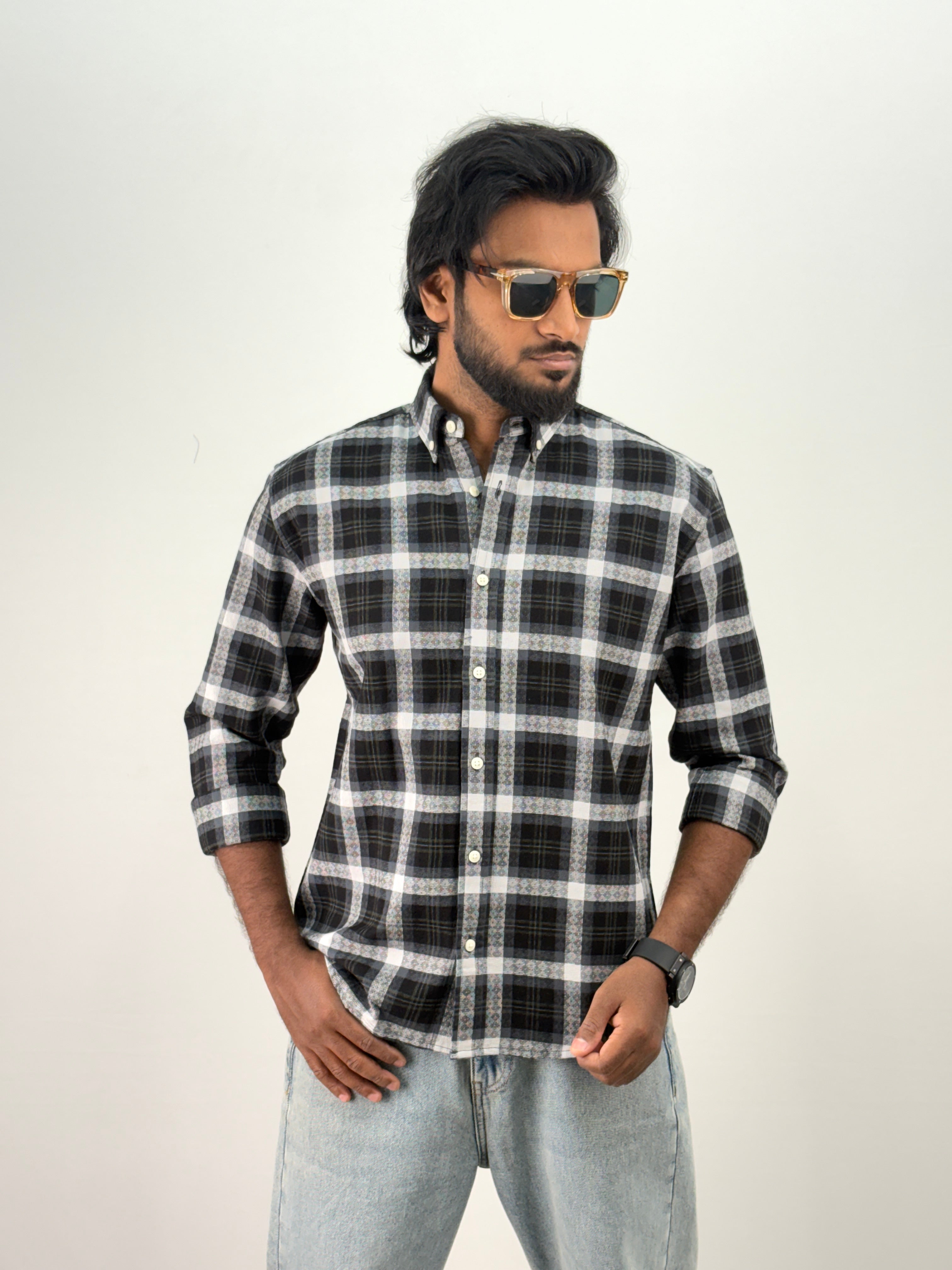 Teal Grey Flannel Shirt
