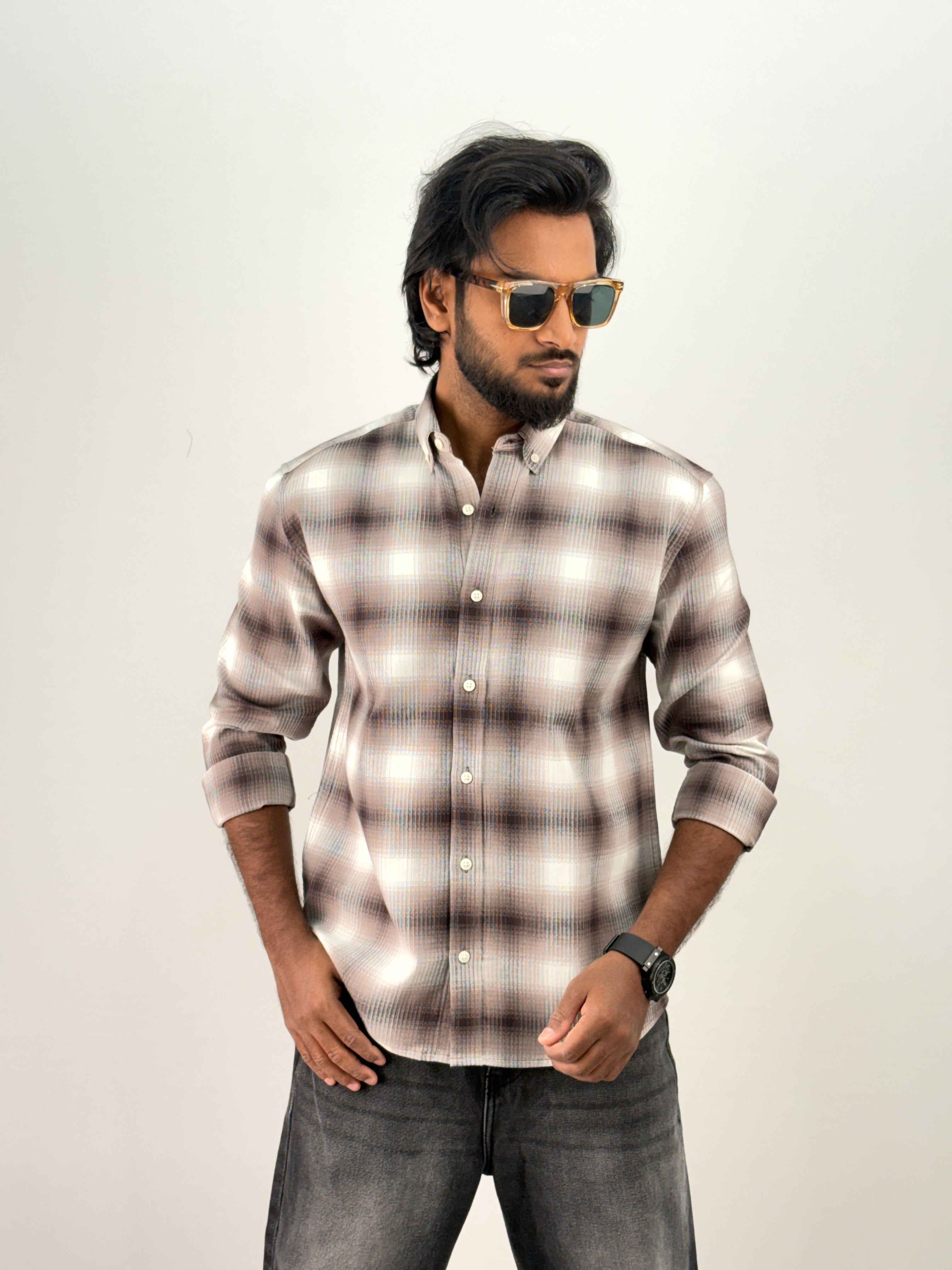 White Brown Flannel Shirt