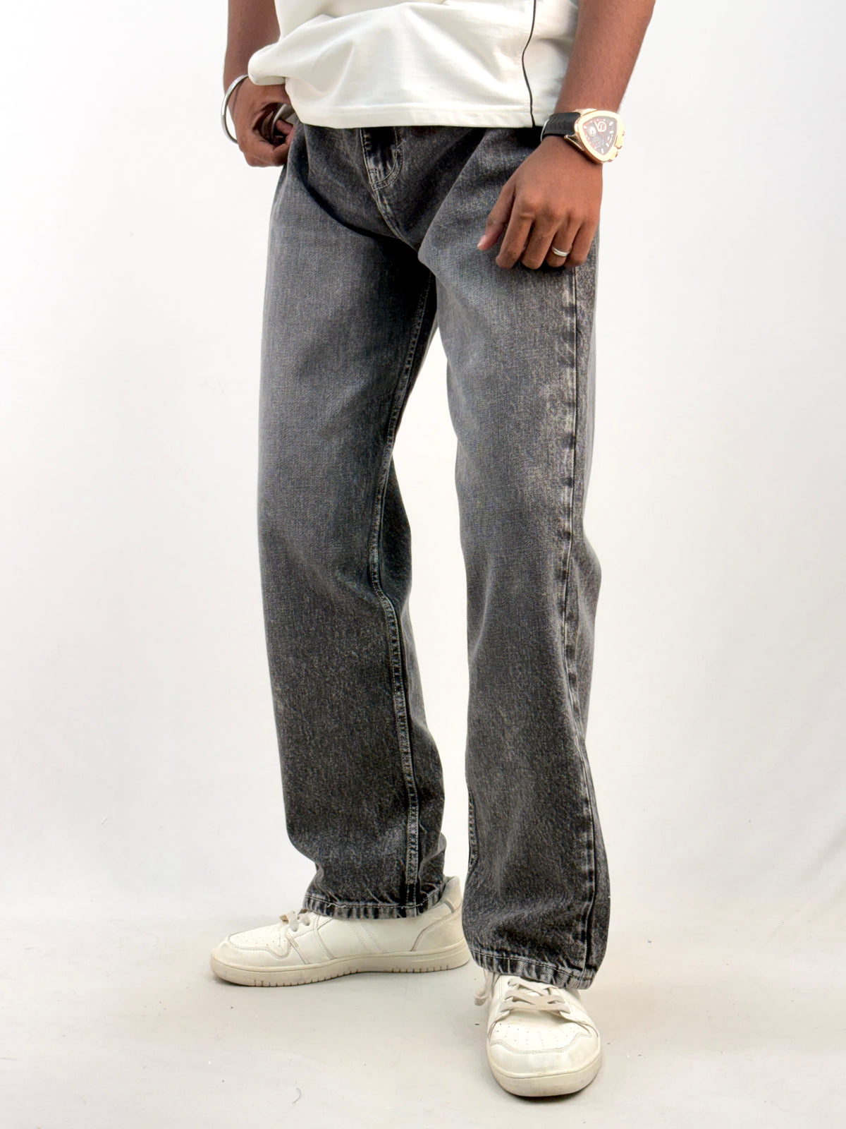 Grey Acid Wash Straight Fit Jean 11