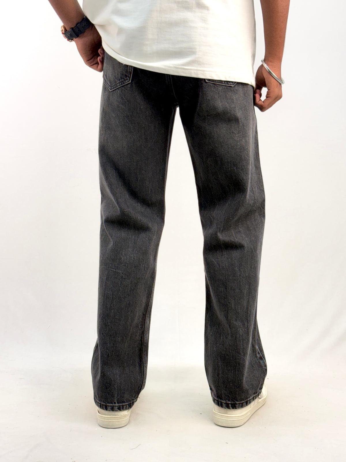 Black Acid Wash Straight Fit Jean 12