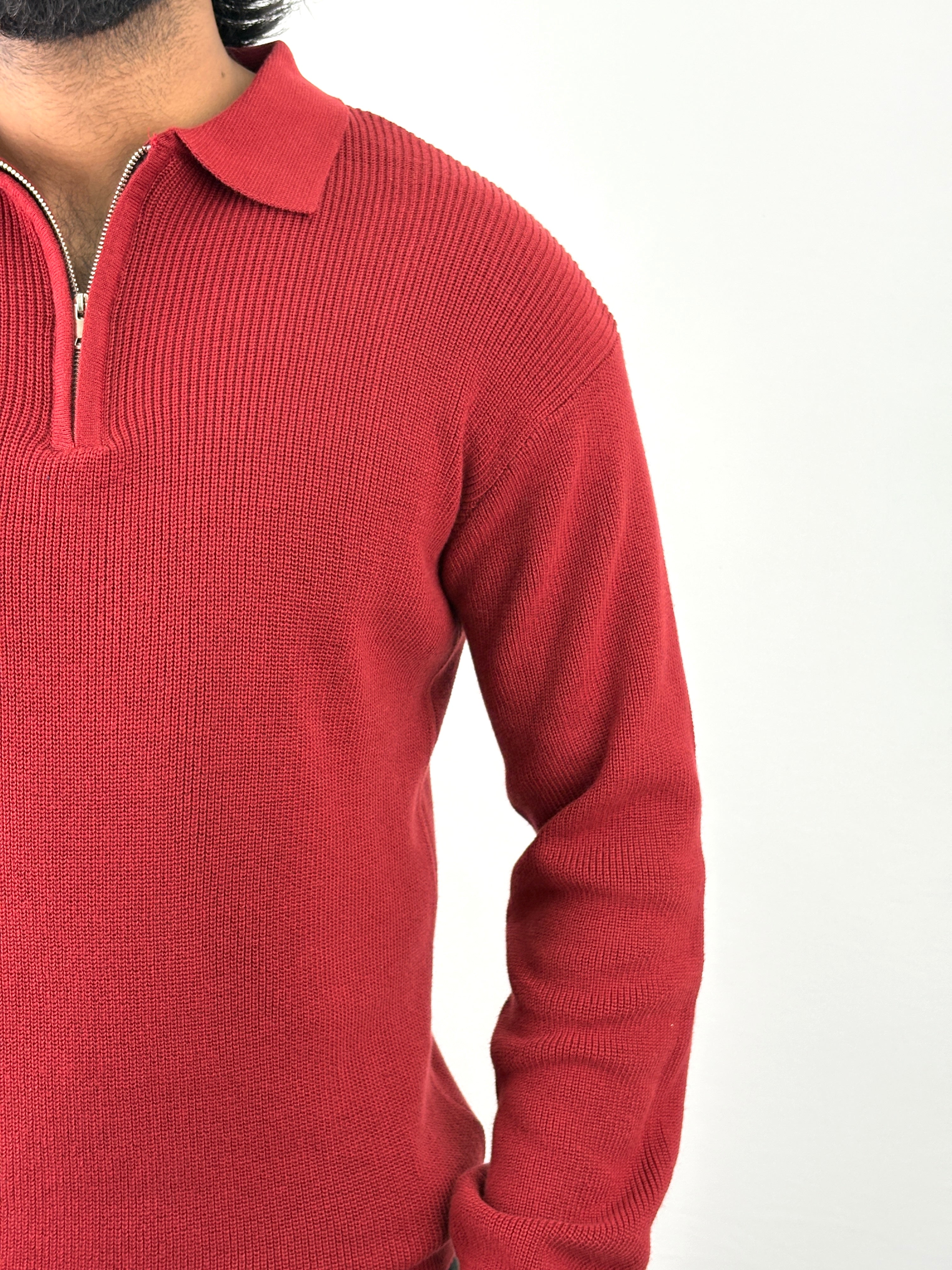 Red Full Sleeve Zipper T-Shirt