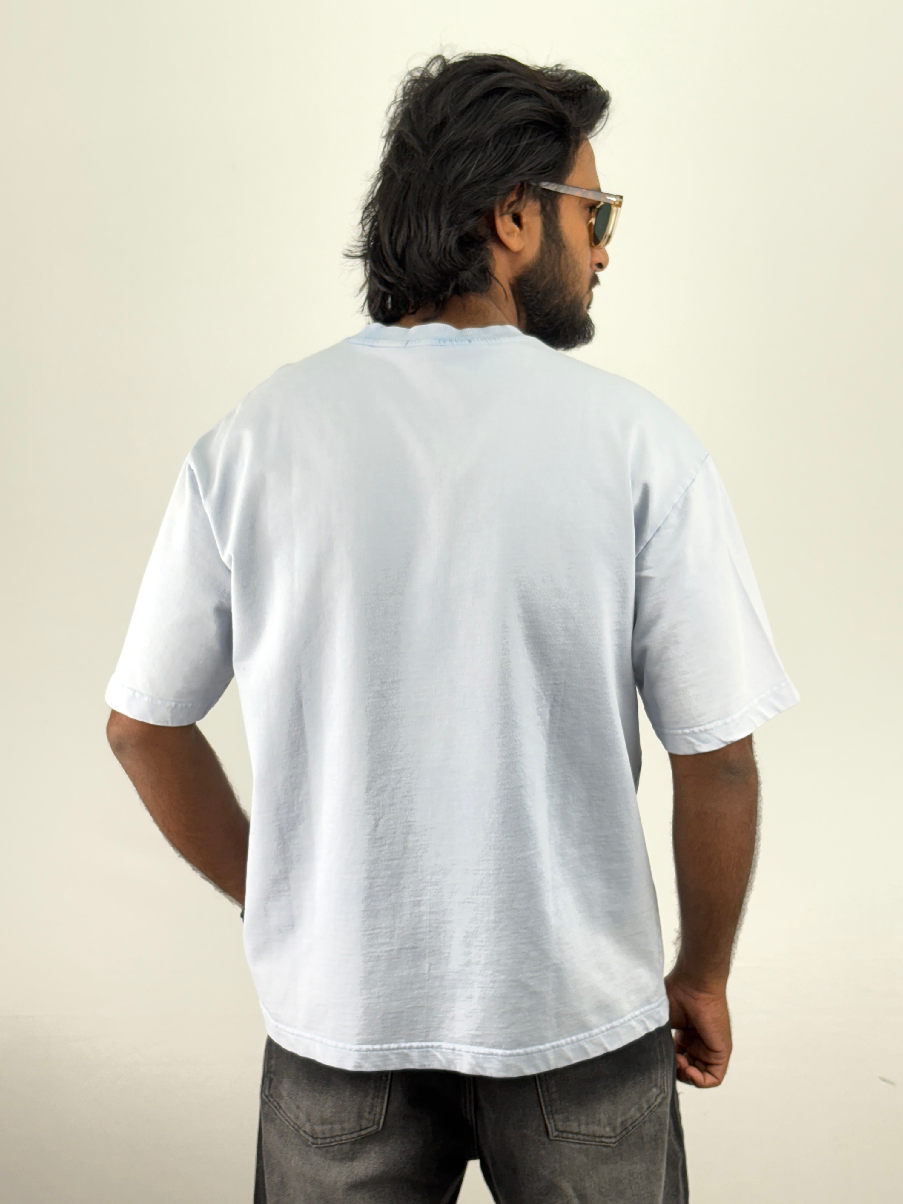 Ice Blue Acid Wash Oversized T-Shirts