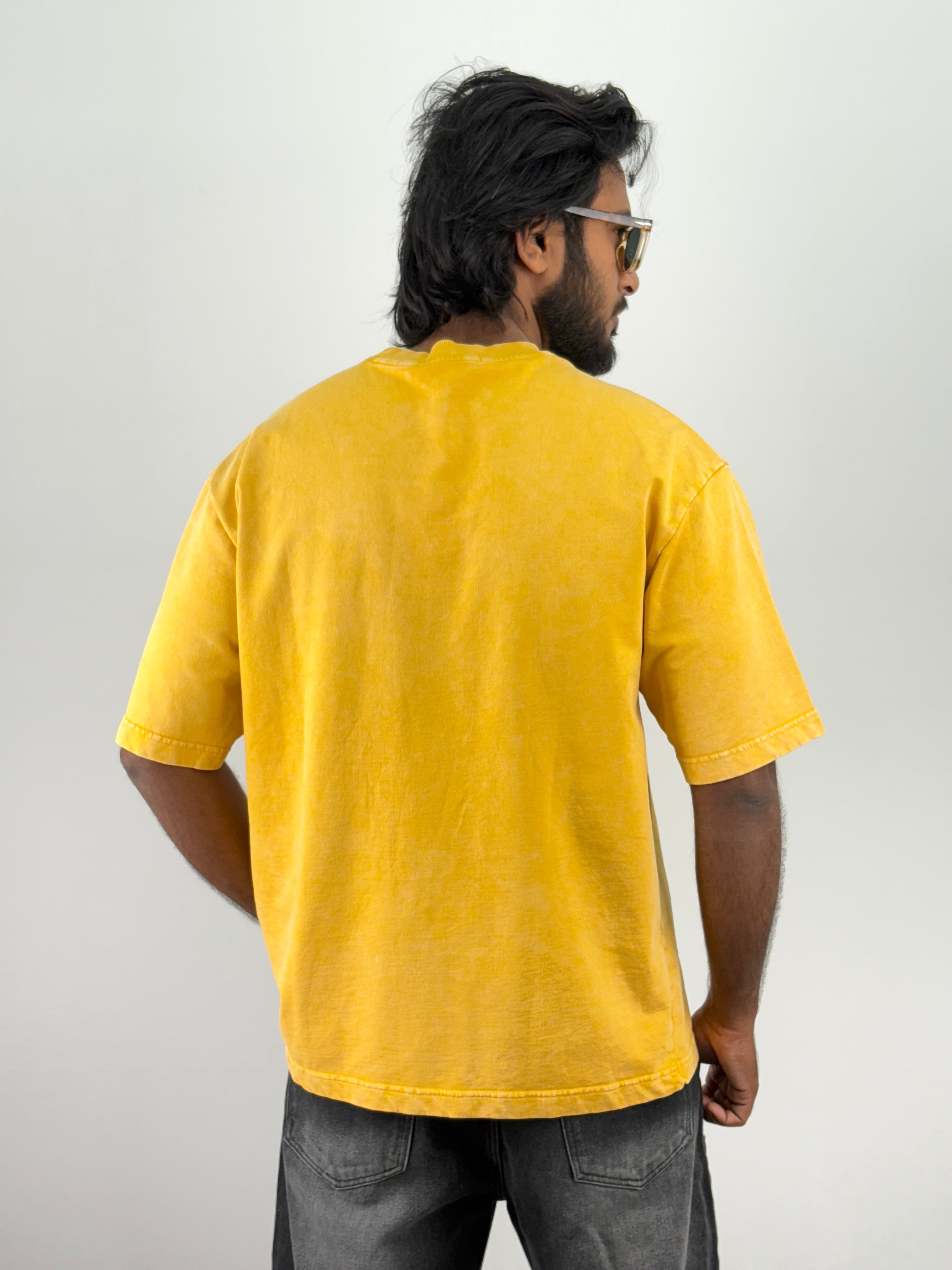 Yellow Acid Wash Oversized T-Shirts