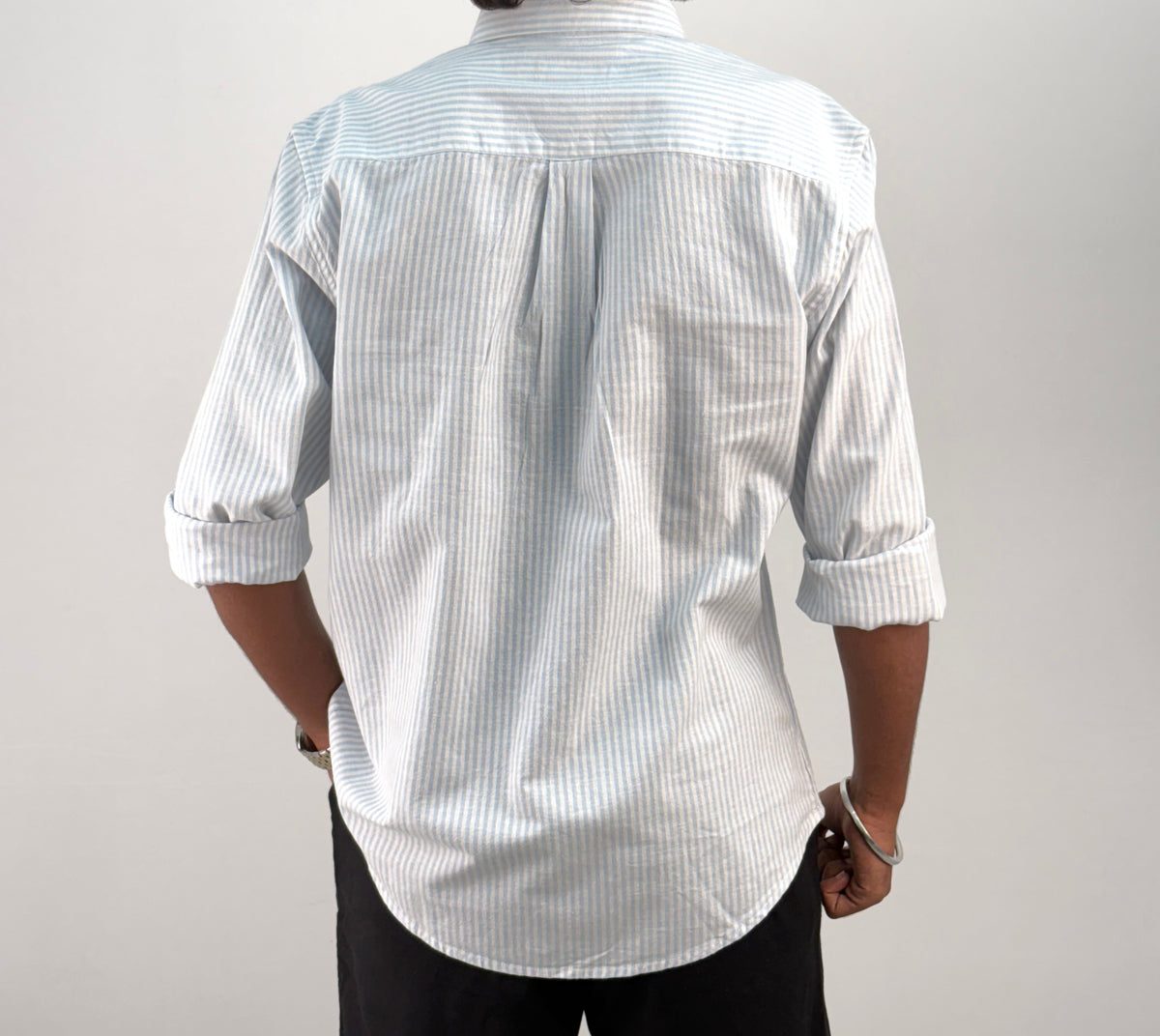 Blue Old Money Linen Stripe Shirt 2