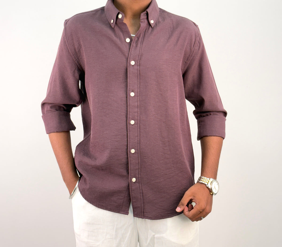 Burgundy IMP Linen Shirt