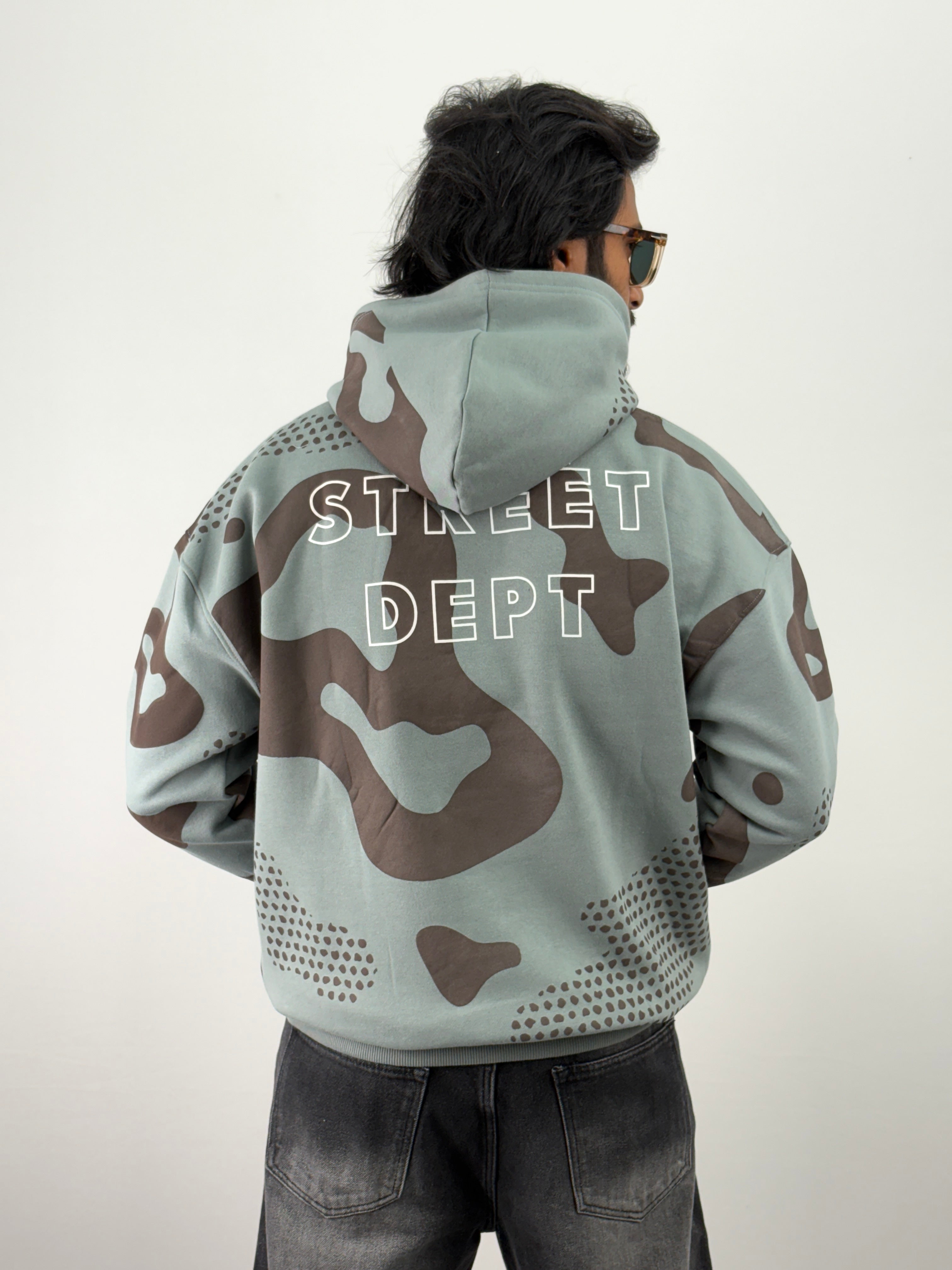 Teal Grey Oversized Hoodie