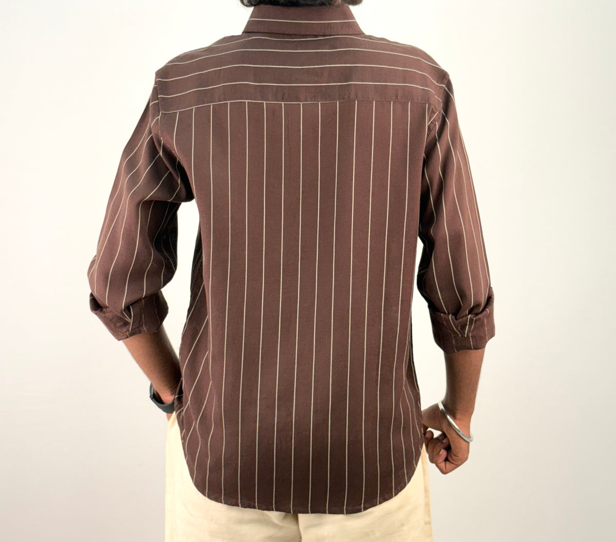 Brown Linen Stripe Shirt