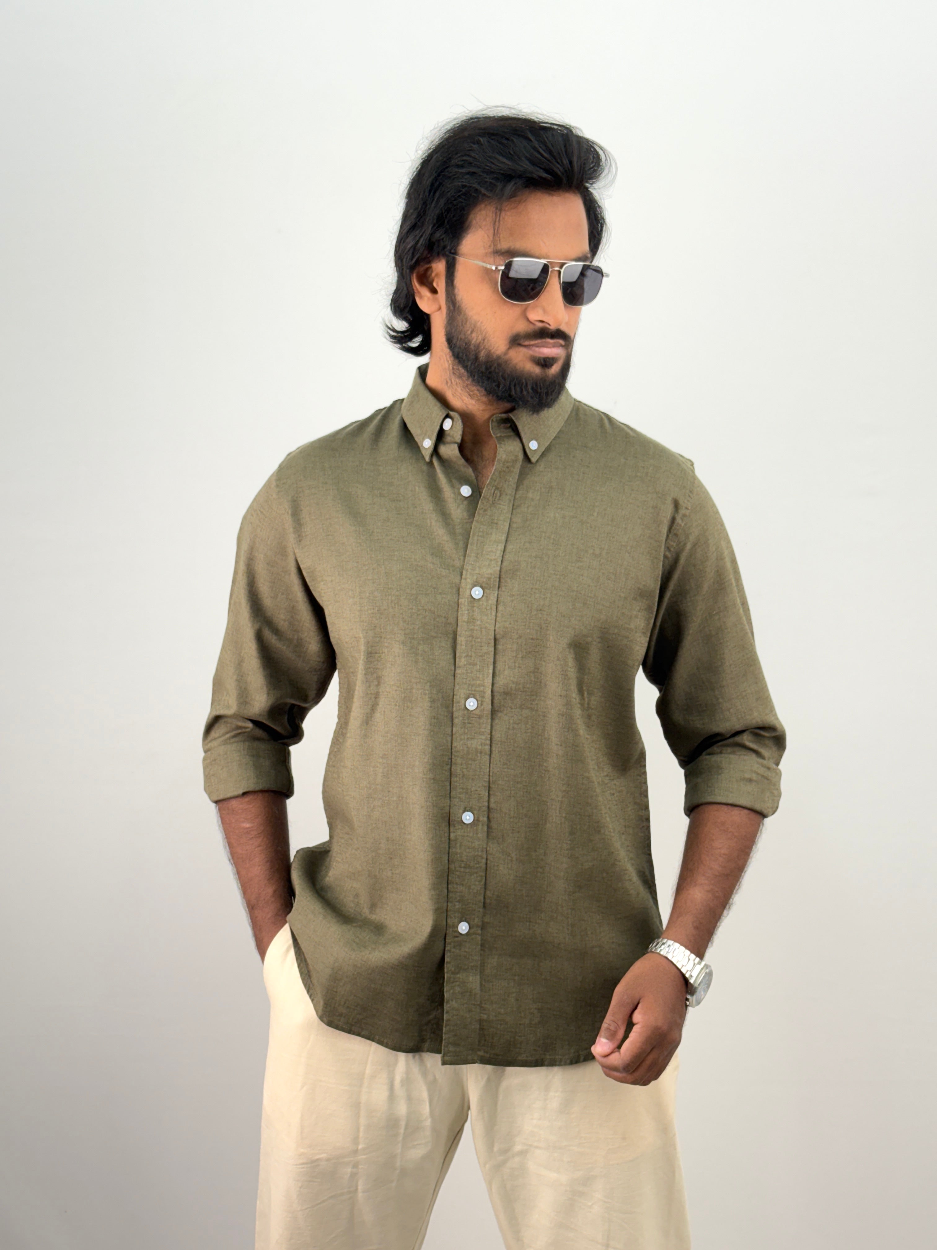 Olive Linen Shirt