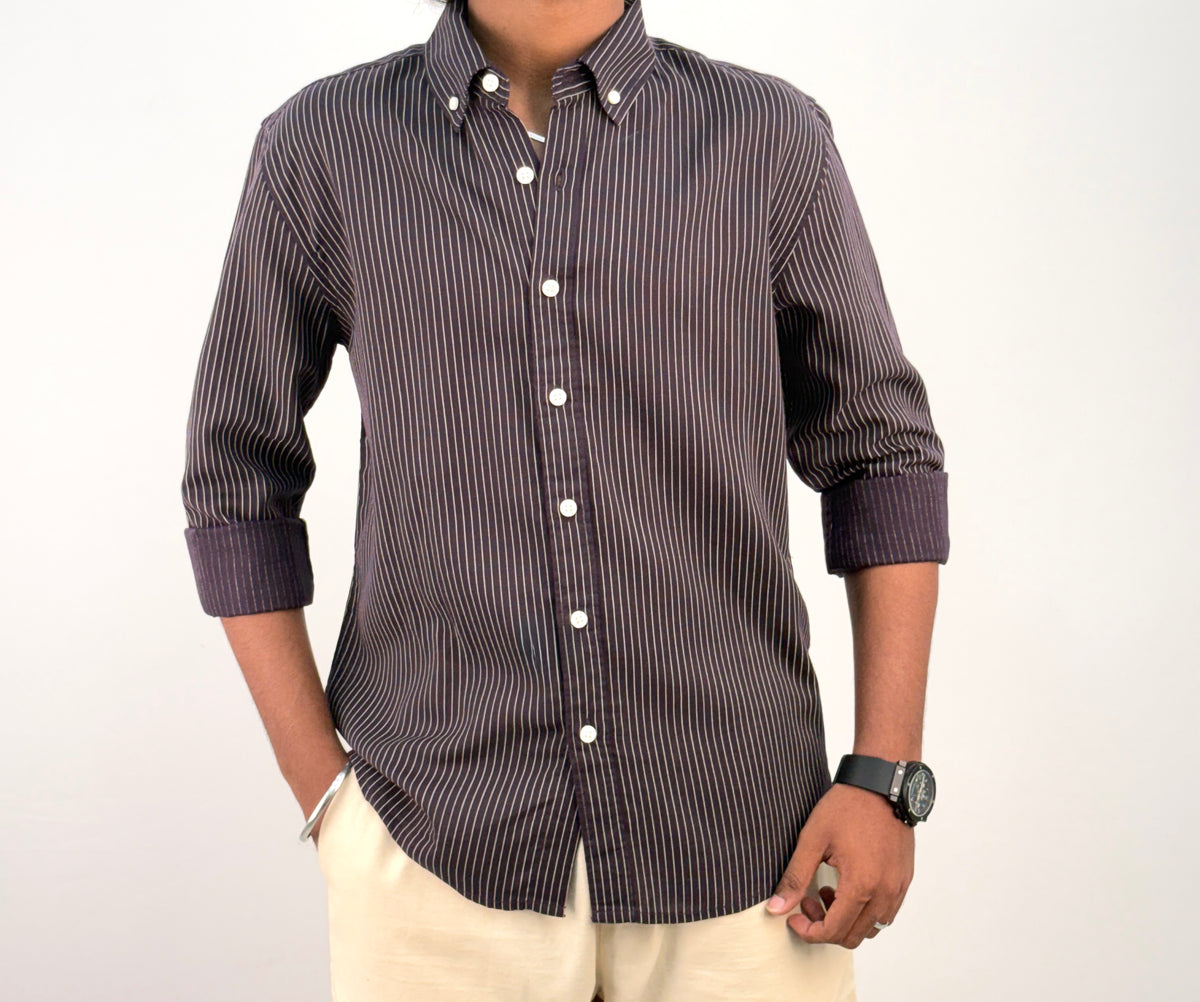 Violet Linen Stripe Shirt
