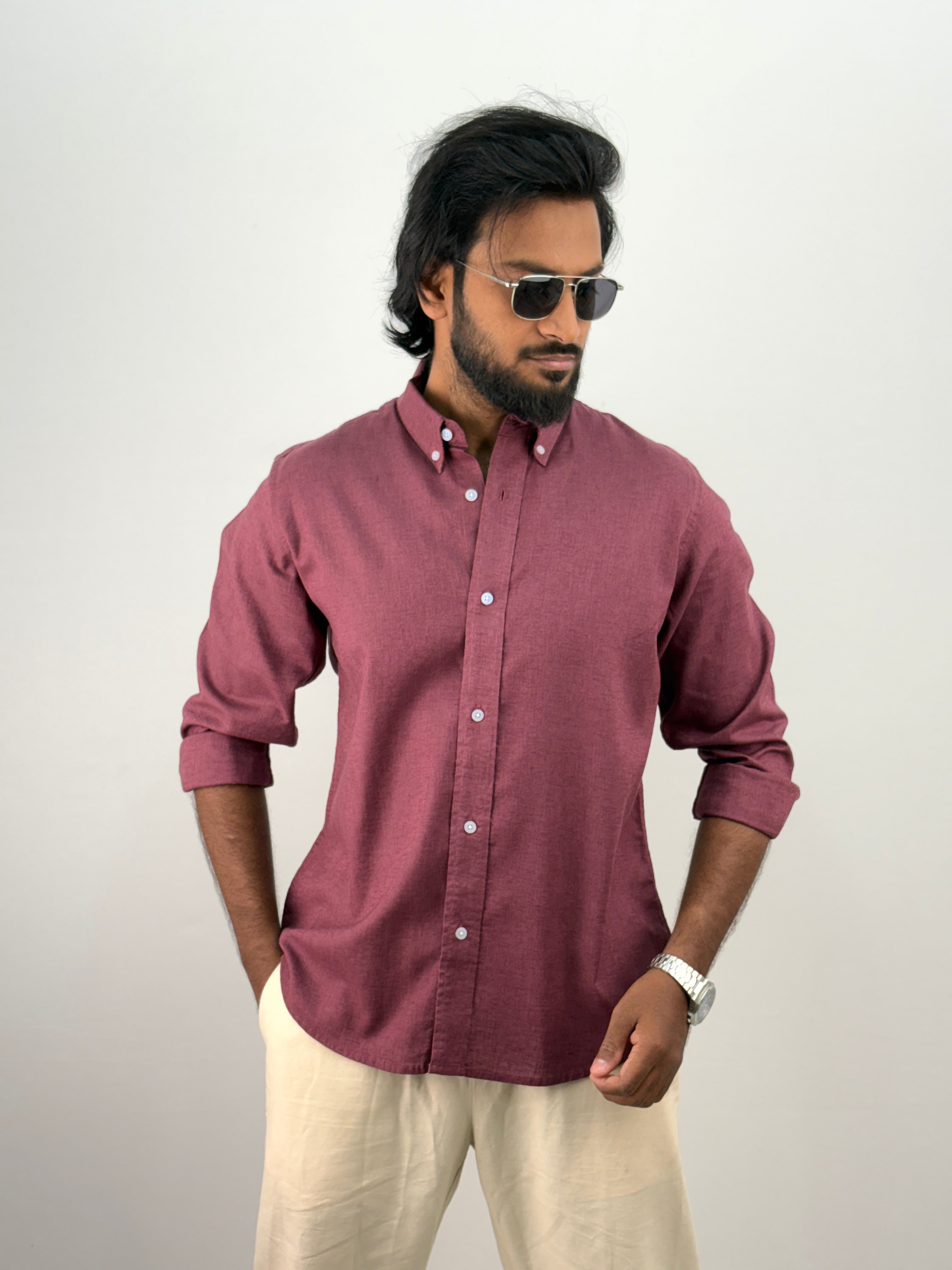 Burgundy Linen Shirt