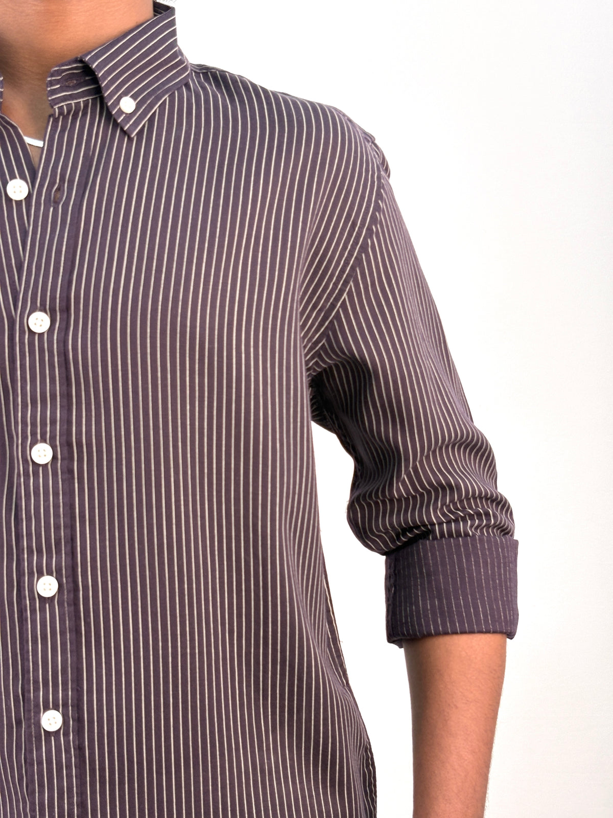 Violet Linen Stripe Shirt