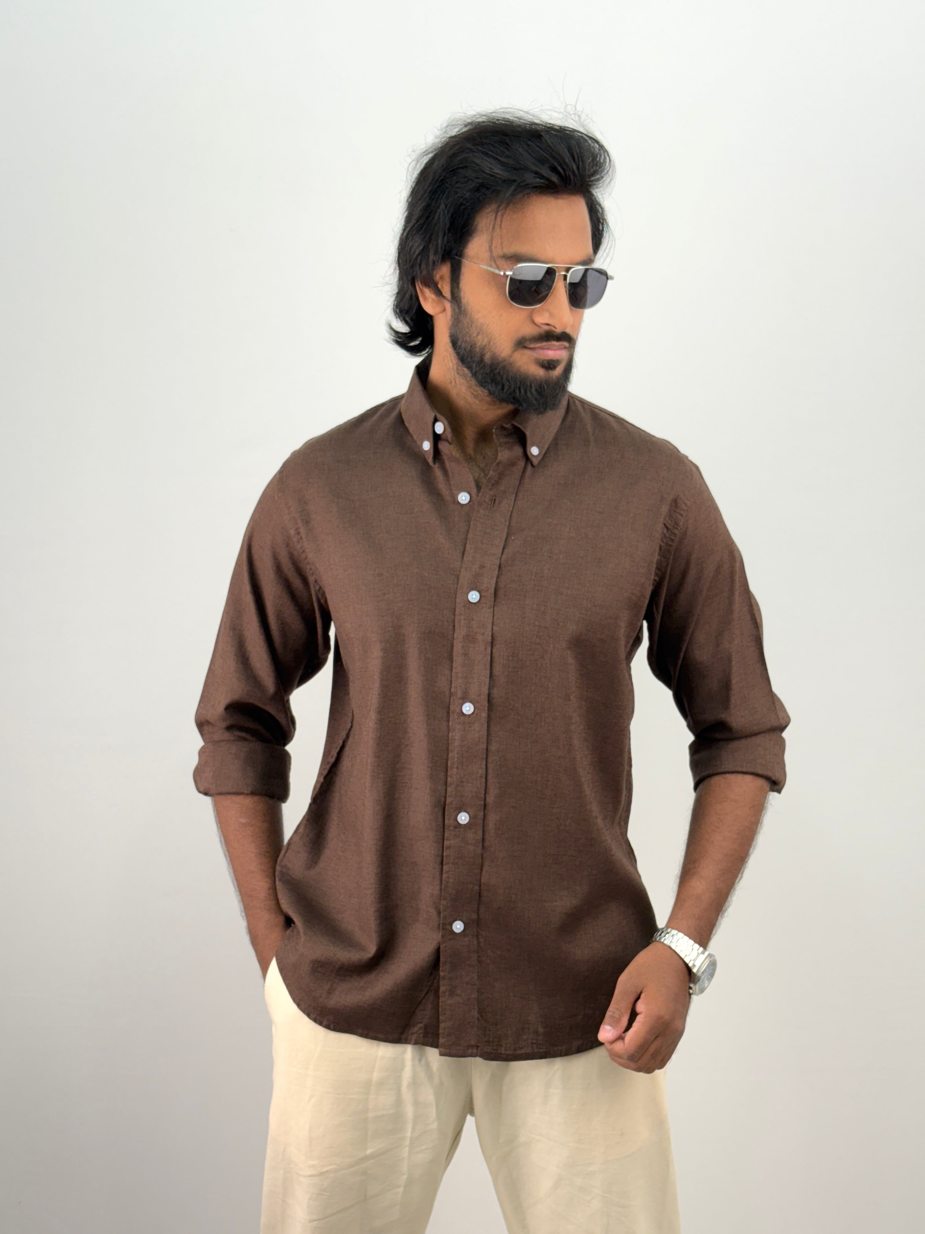 Coffee Brown Linen Shirt