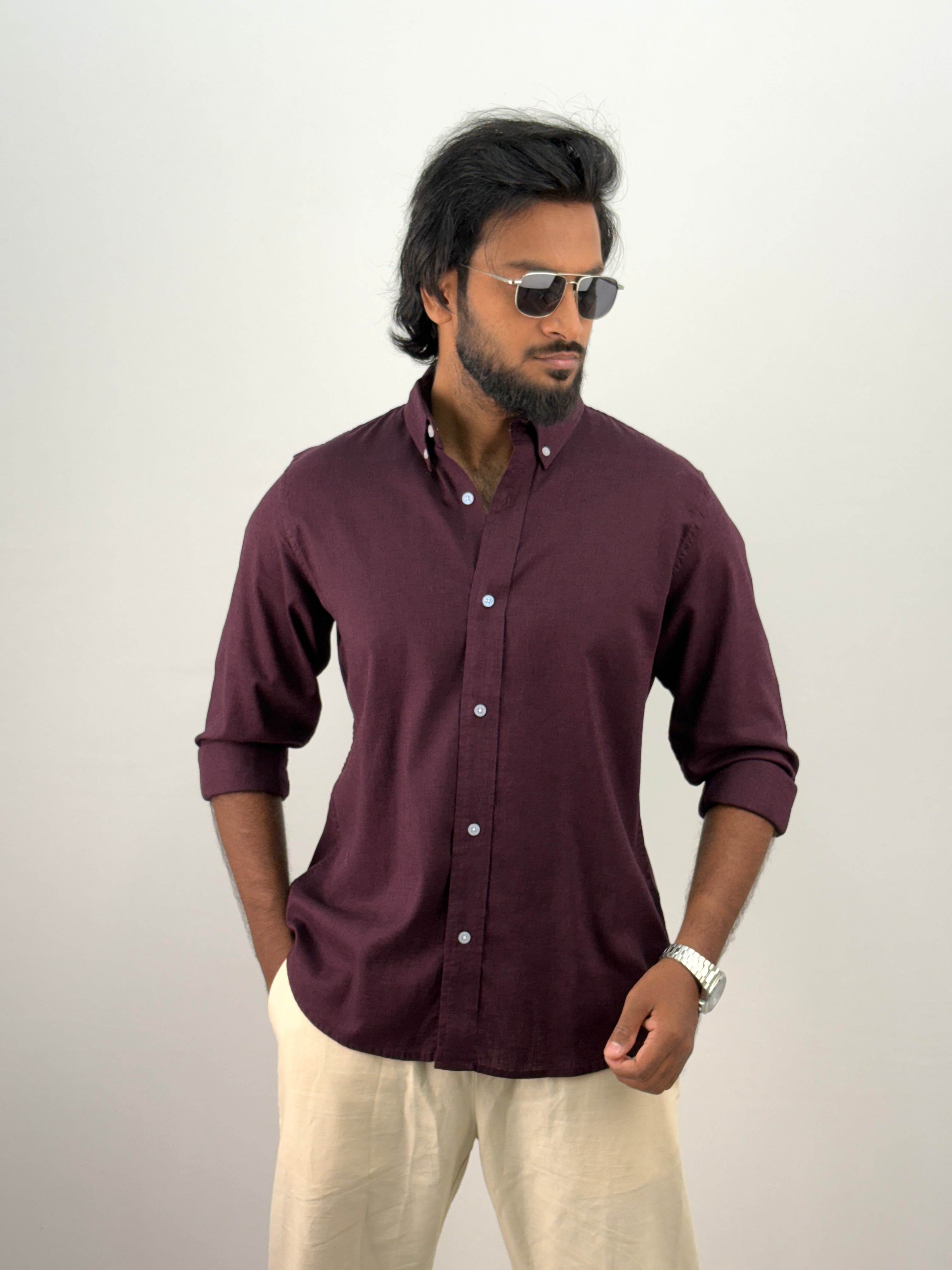 Wine Linen Shirt