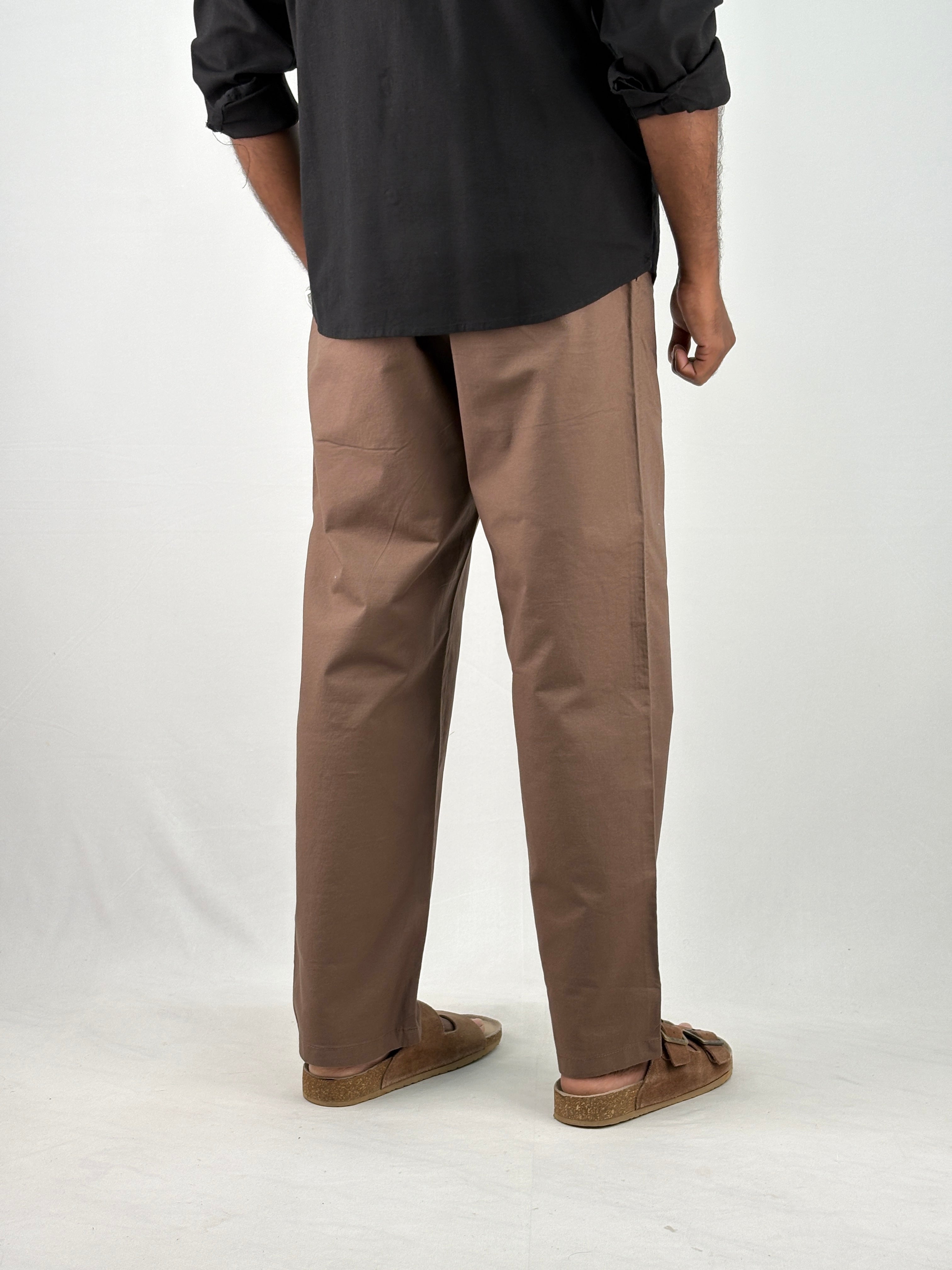 Brown Relaxed Fit Linen Pant