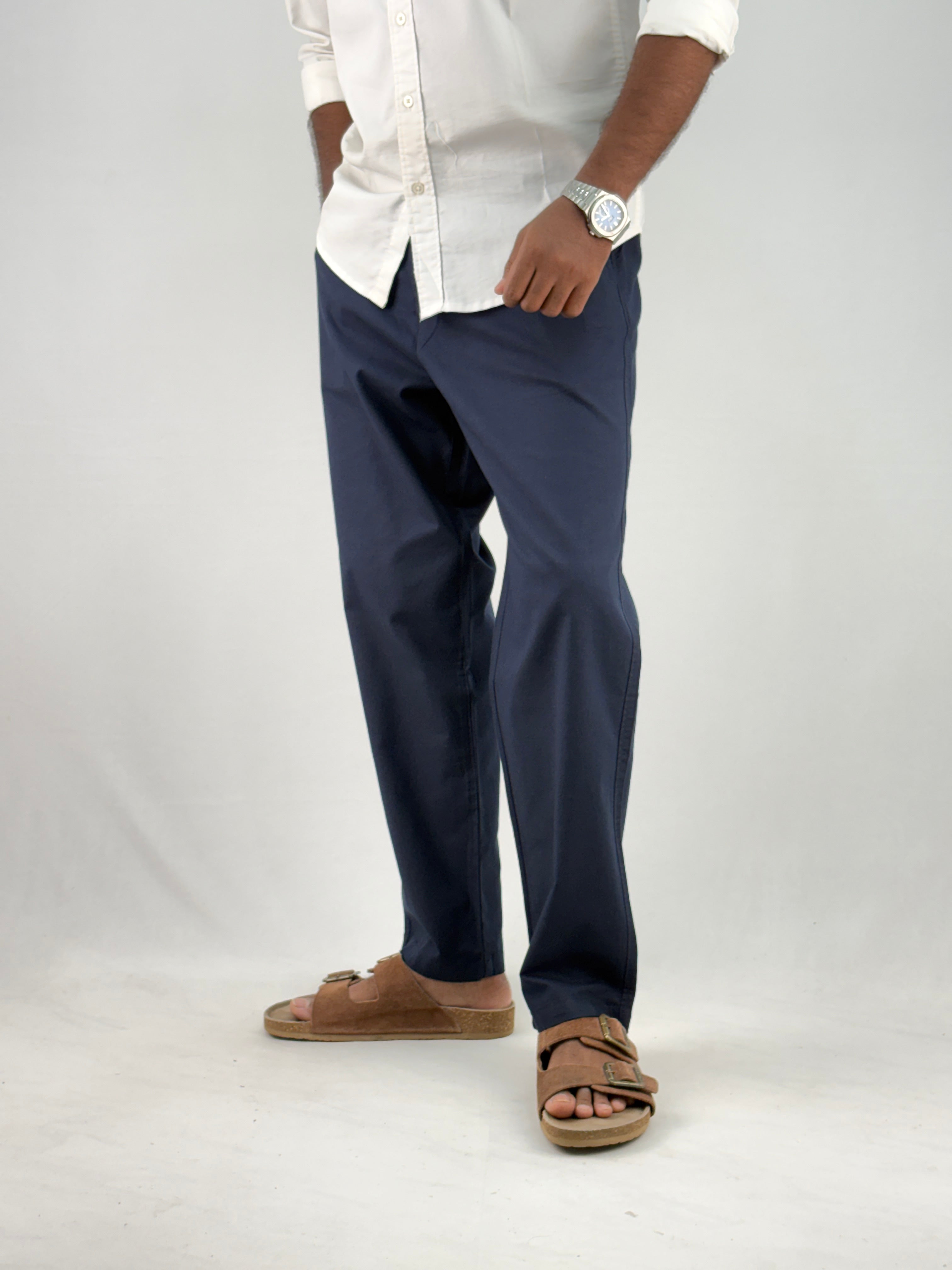Navy Relaxed Fit Linen Pant