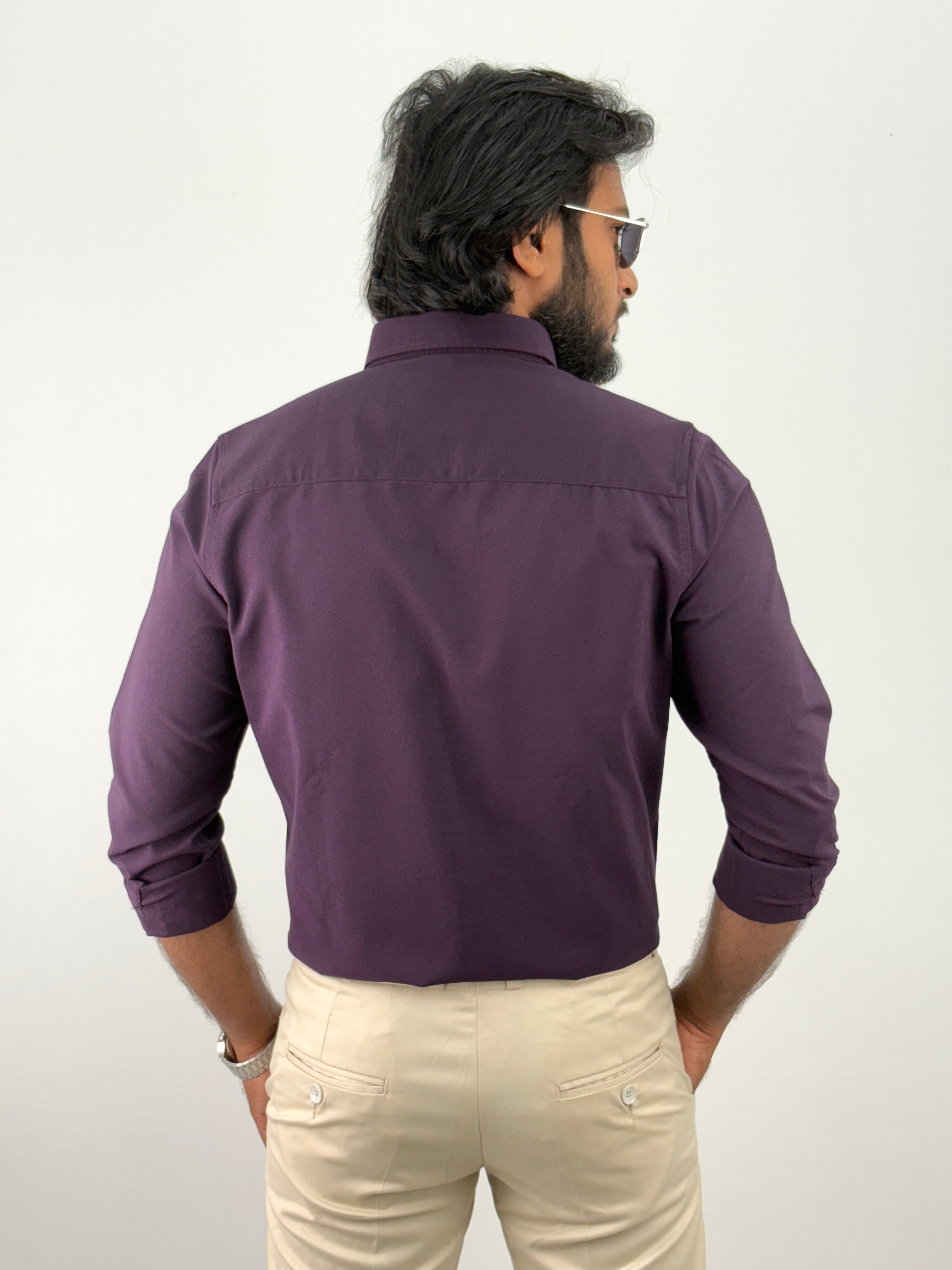 Wine Plain Oxford Shirt