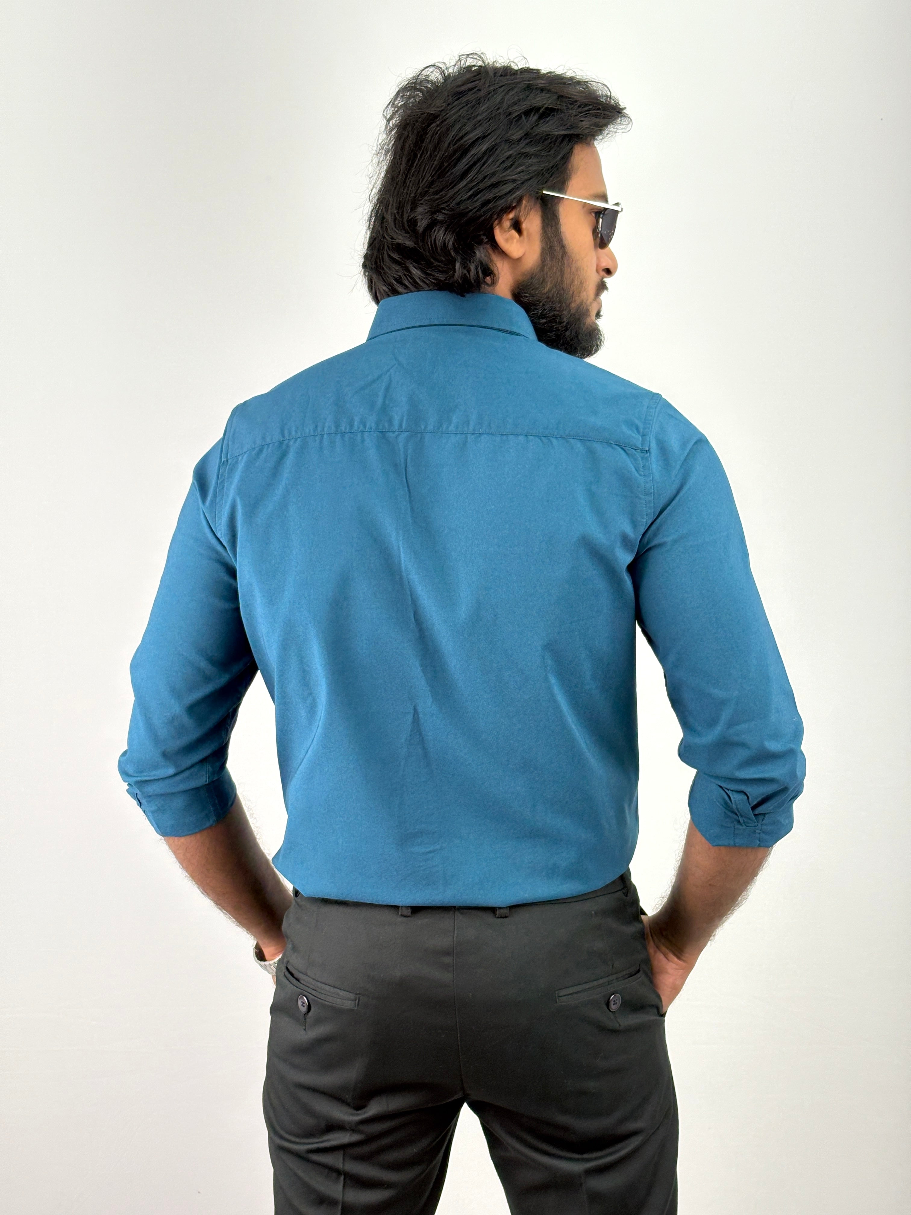 Peacock Blue Plain Oxford Shirt