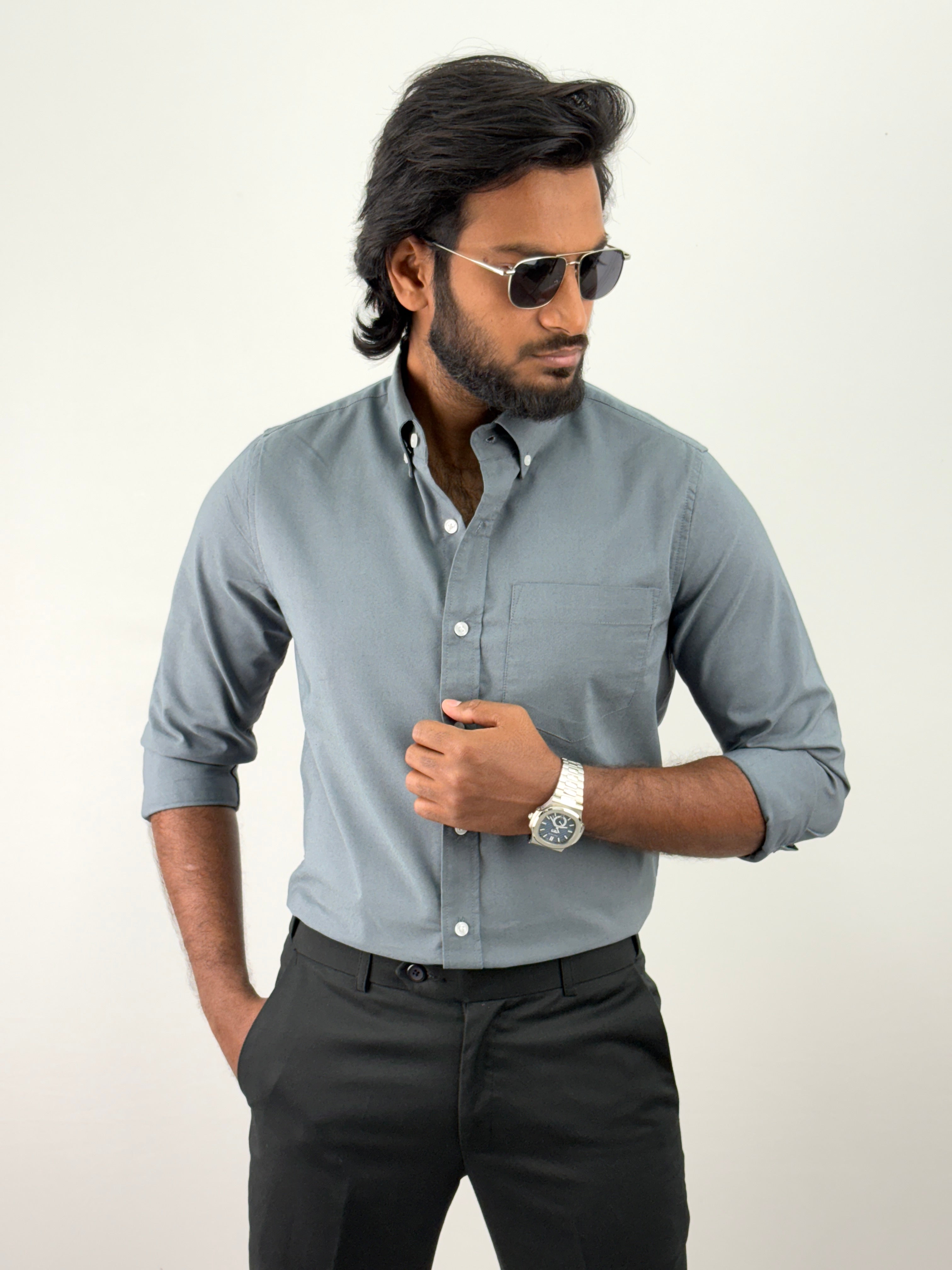 Bachelor Blue Plain Oxford Shirt