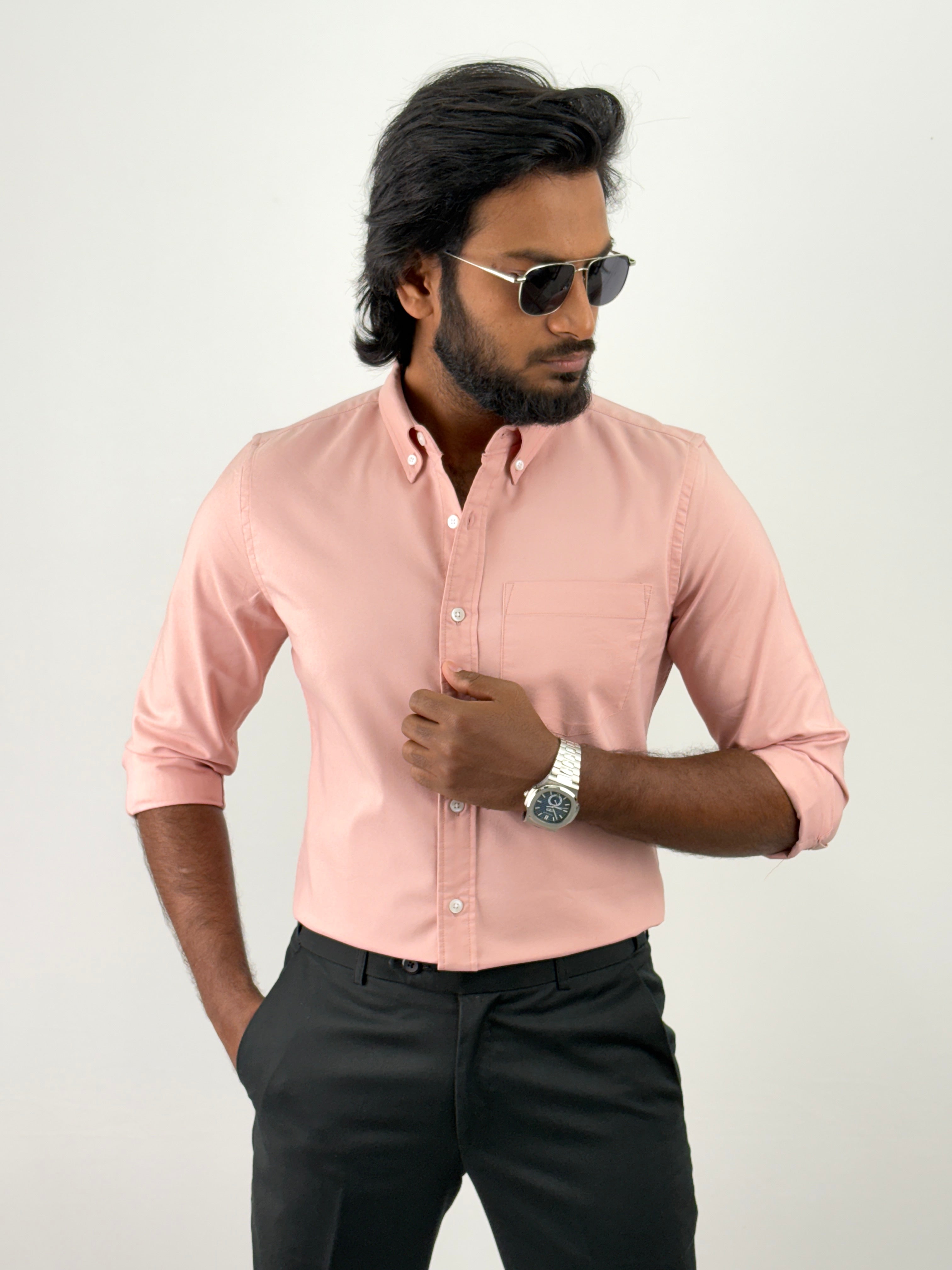 Peach Plain Oxford Shirt