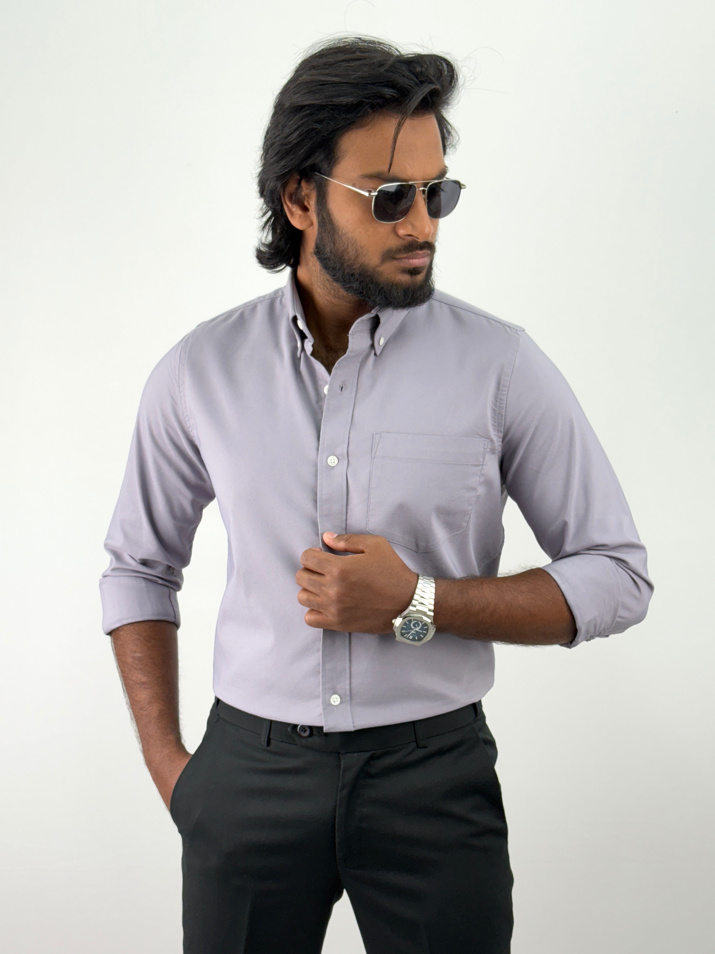 Light Lavender Plain Oxford Shirt