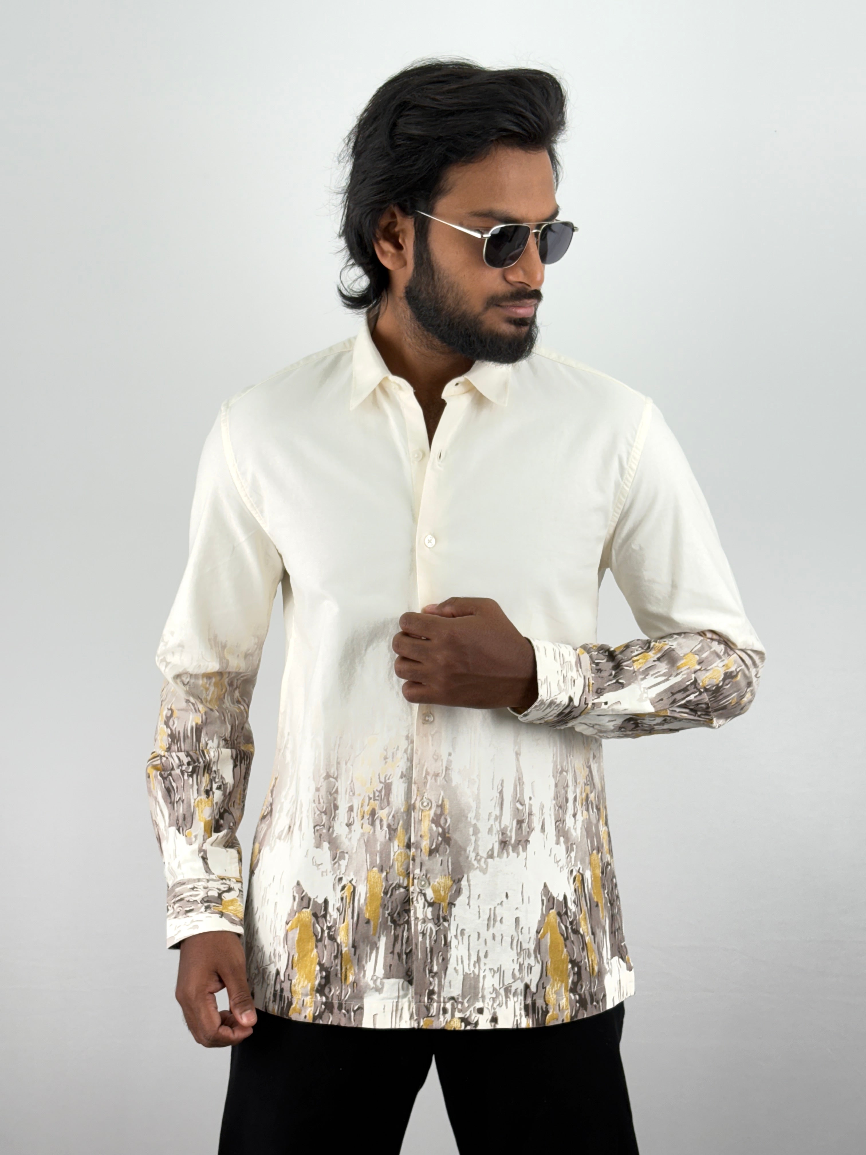 Beige Digital Printed Shirt 4