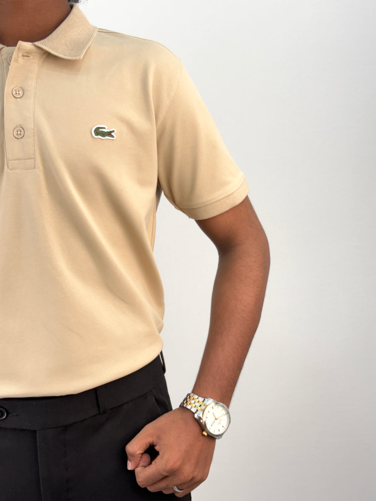 Beige Half Sleeve Polo T-shirt