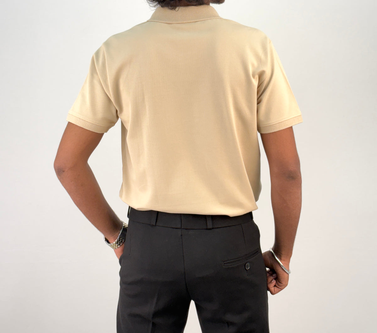 Beige Half Sleeve Polo T-shirt