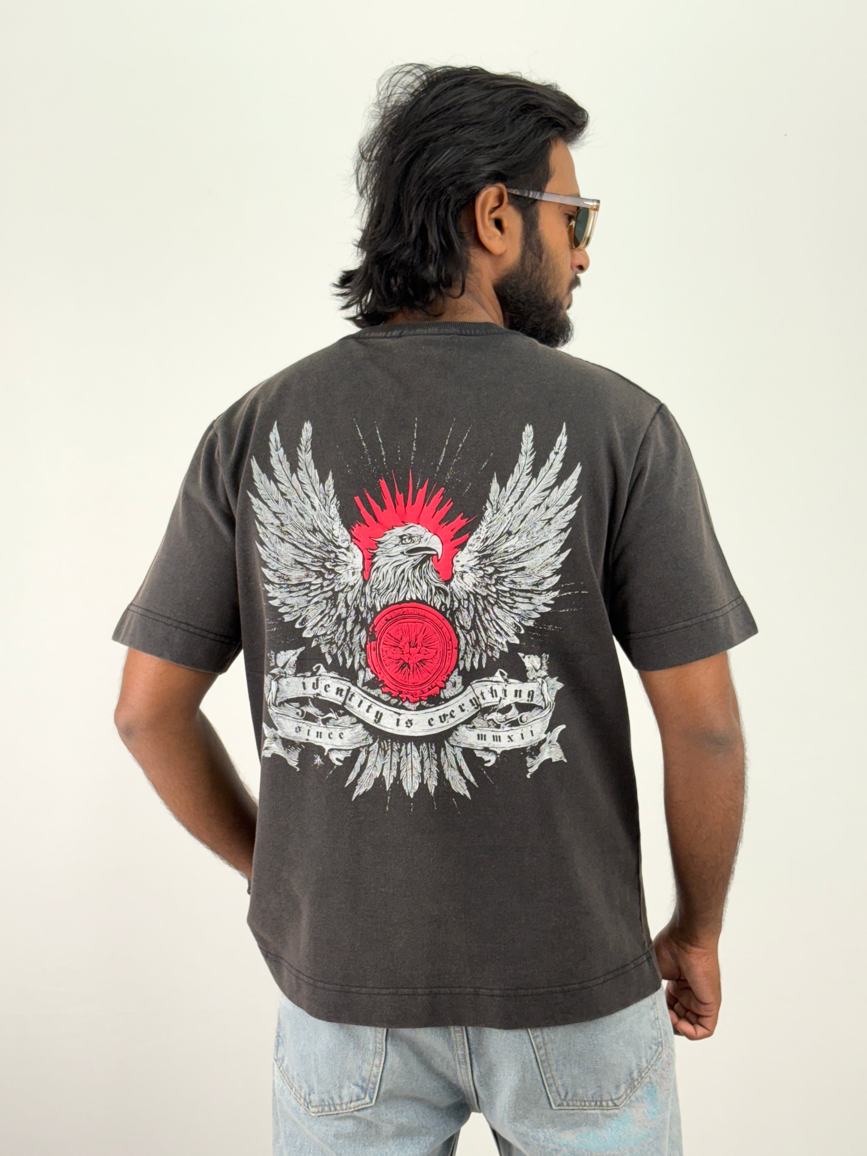 Dark Grey Acid Wash Oversized T-Shirt