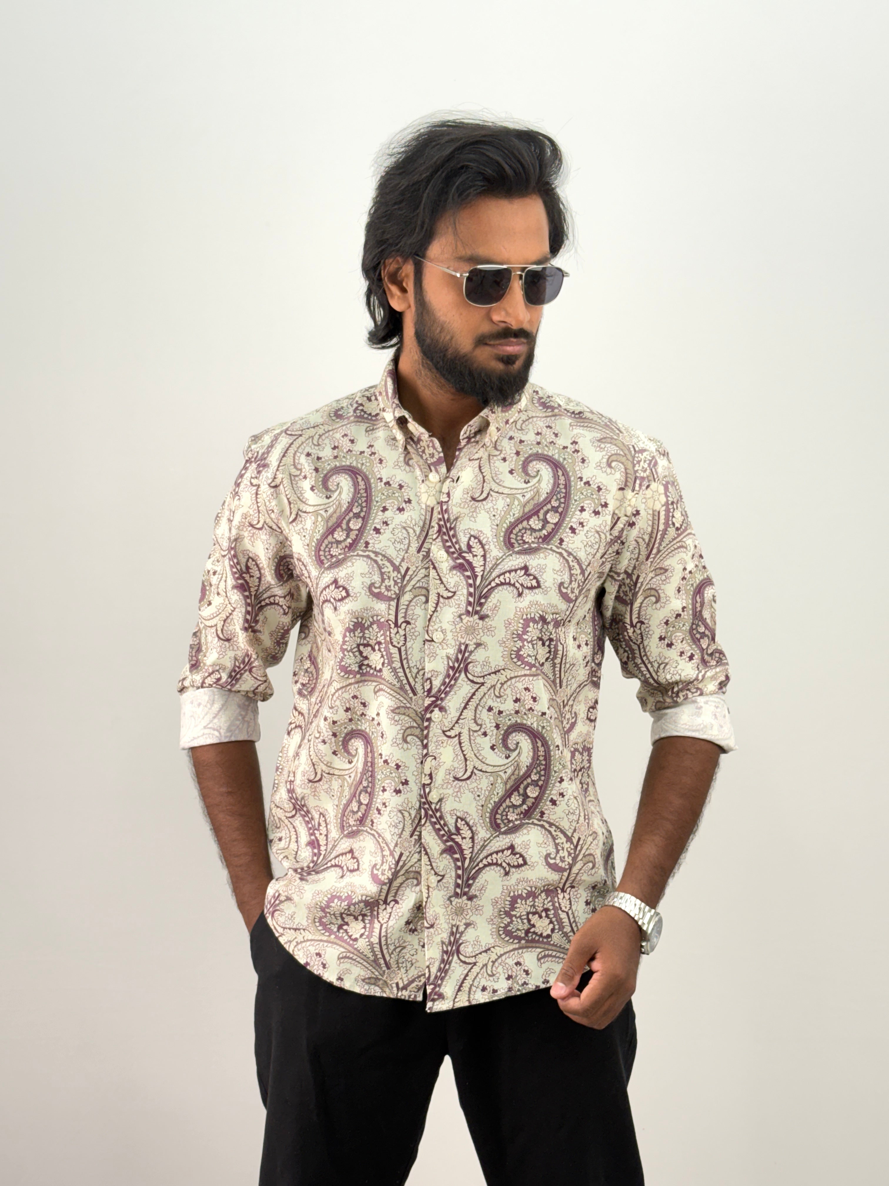 Burgundy Printed Shirt