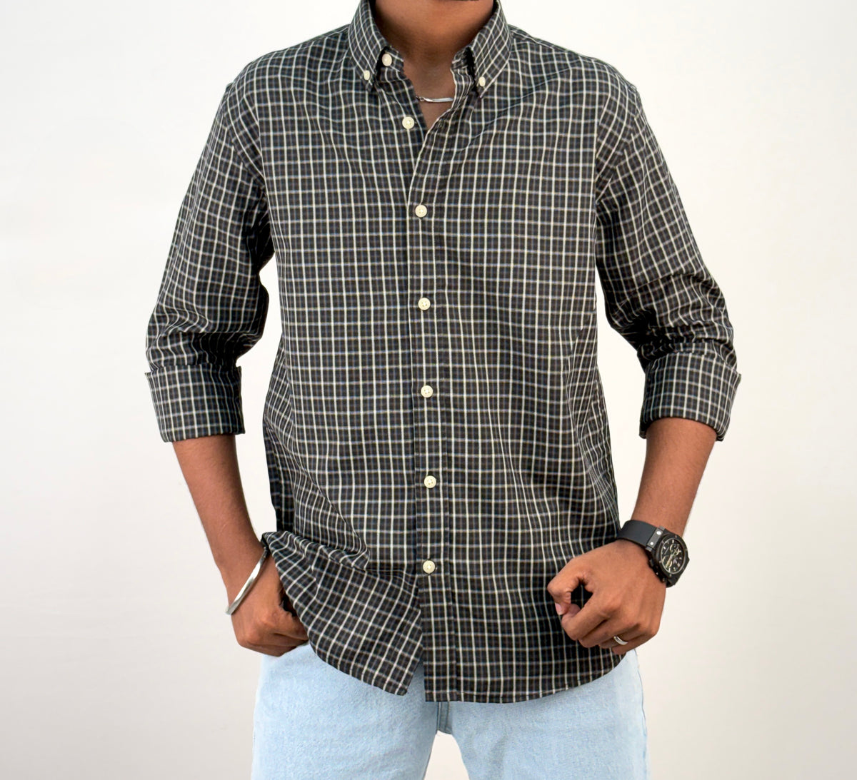 Black Vintage Checked Shirt