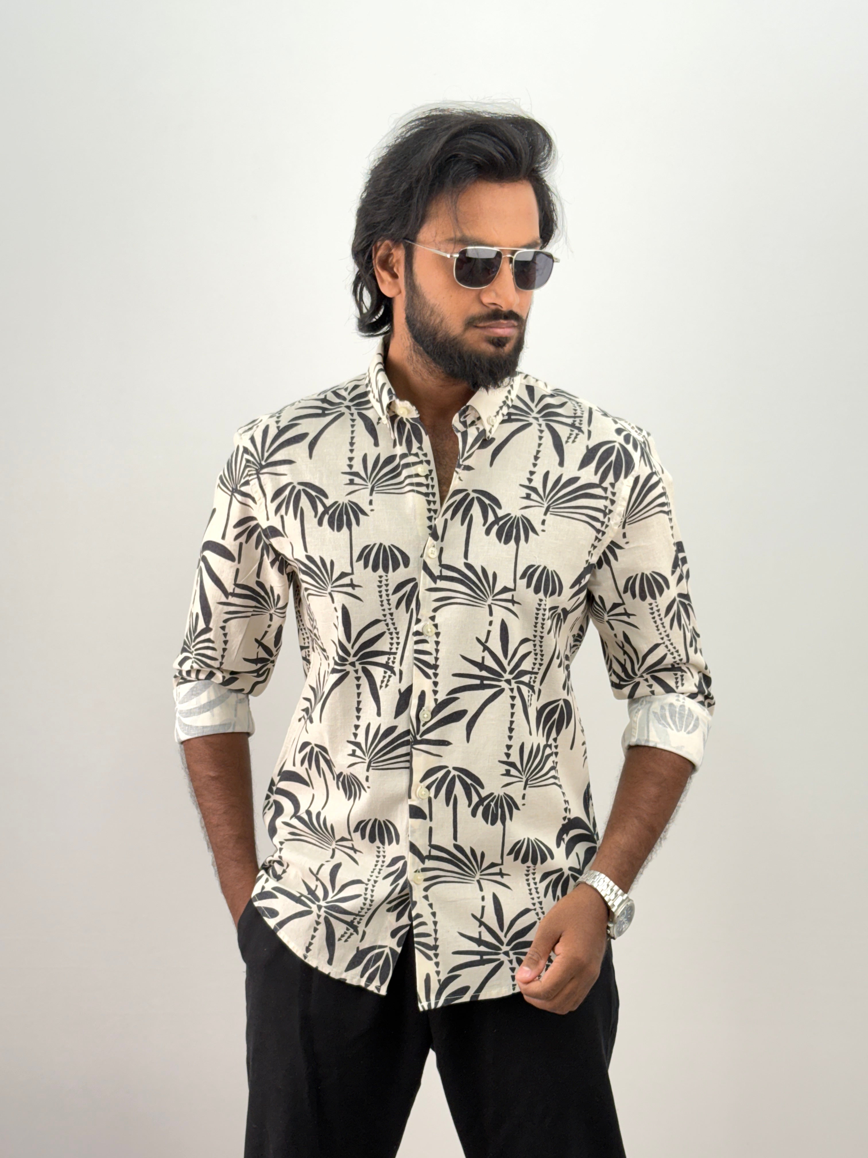 Black Beige Printed Shirt