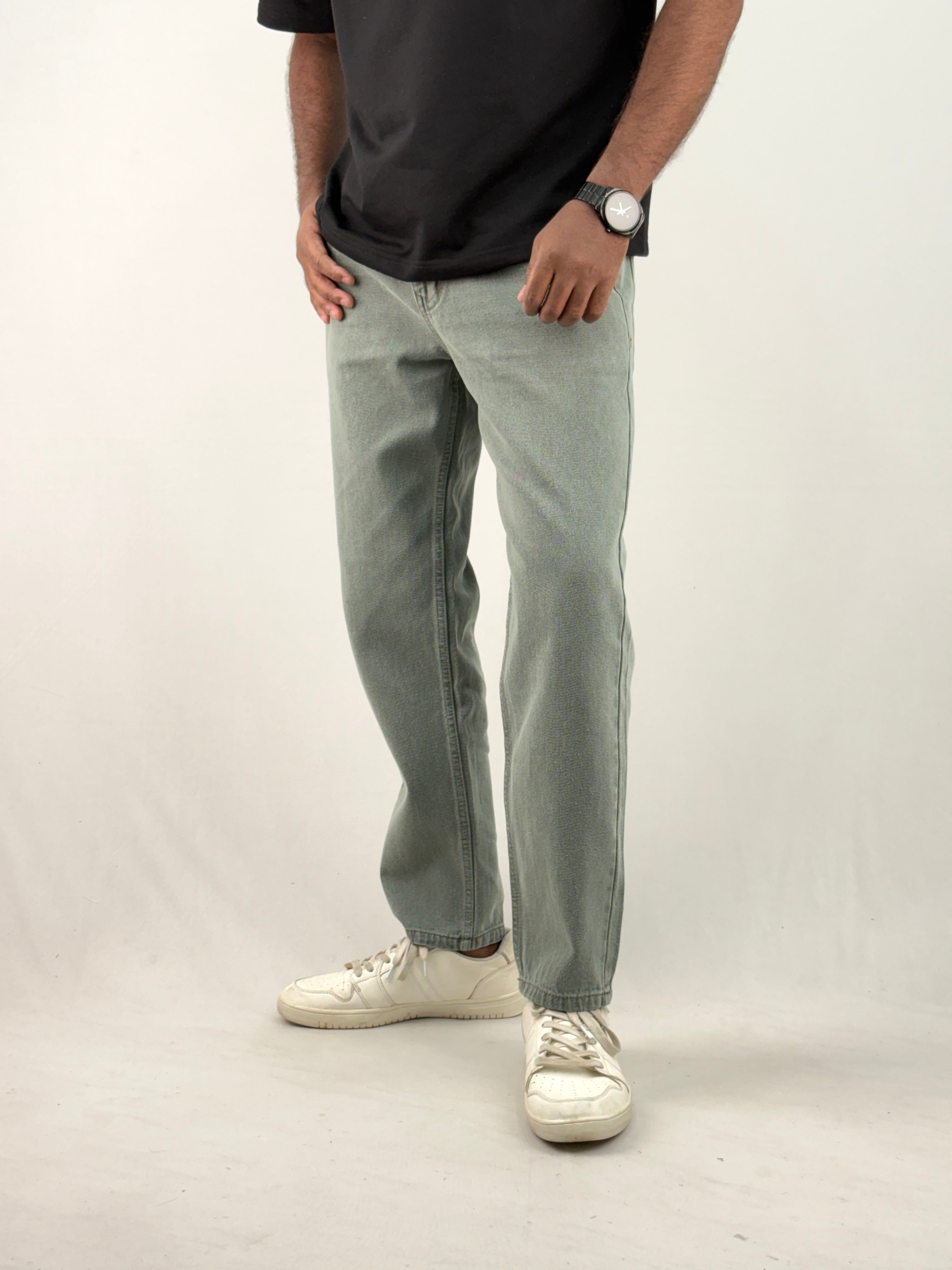 Light Green Semi Baggy Jean