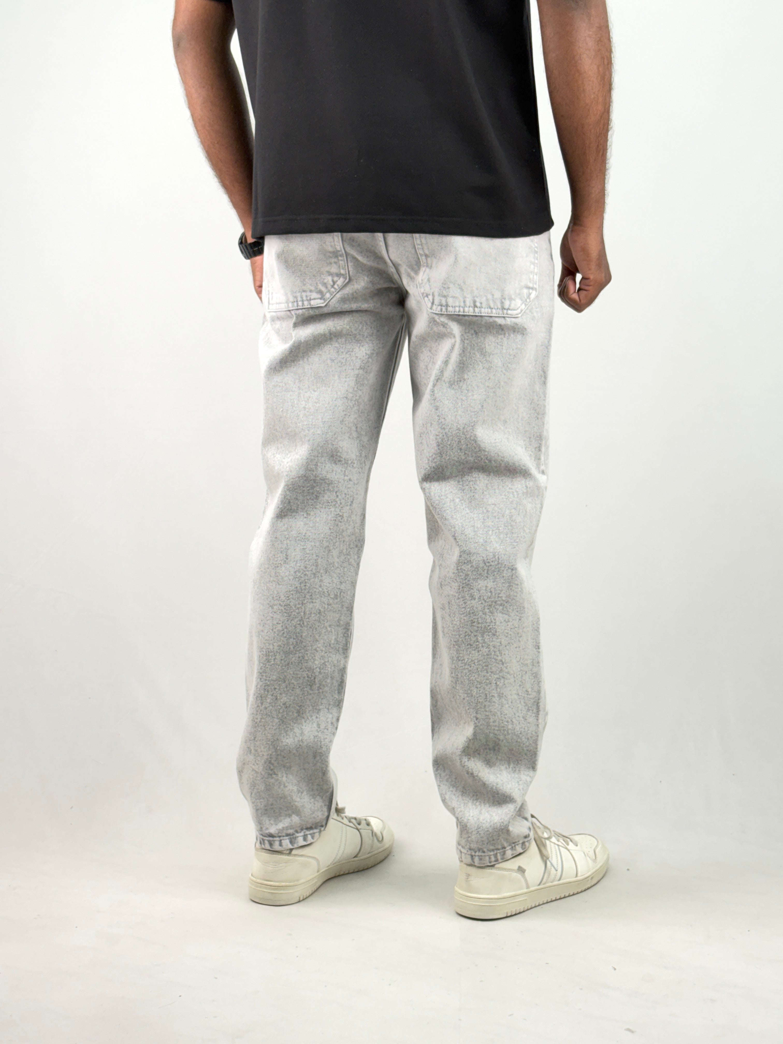 Light Grey Acid Wash Semi Baggy Jean