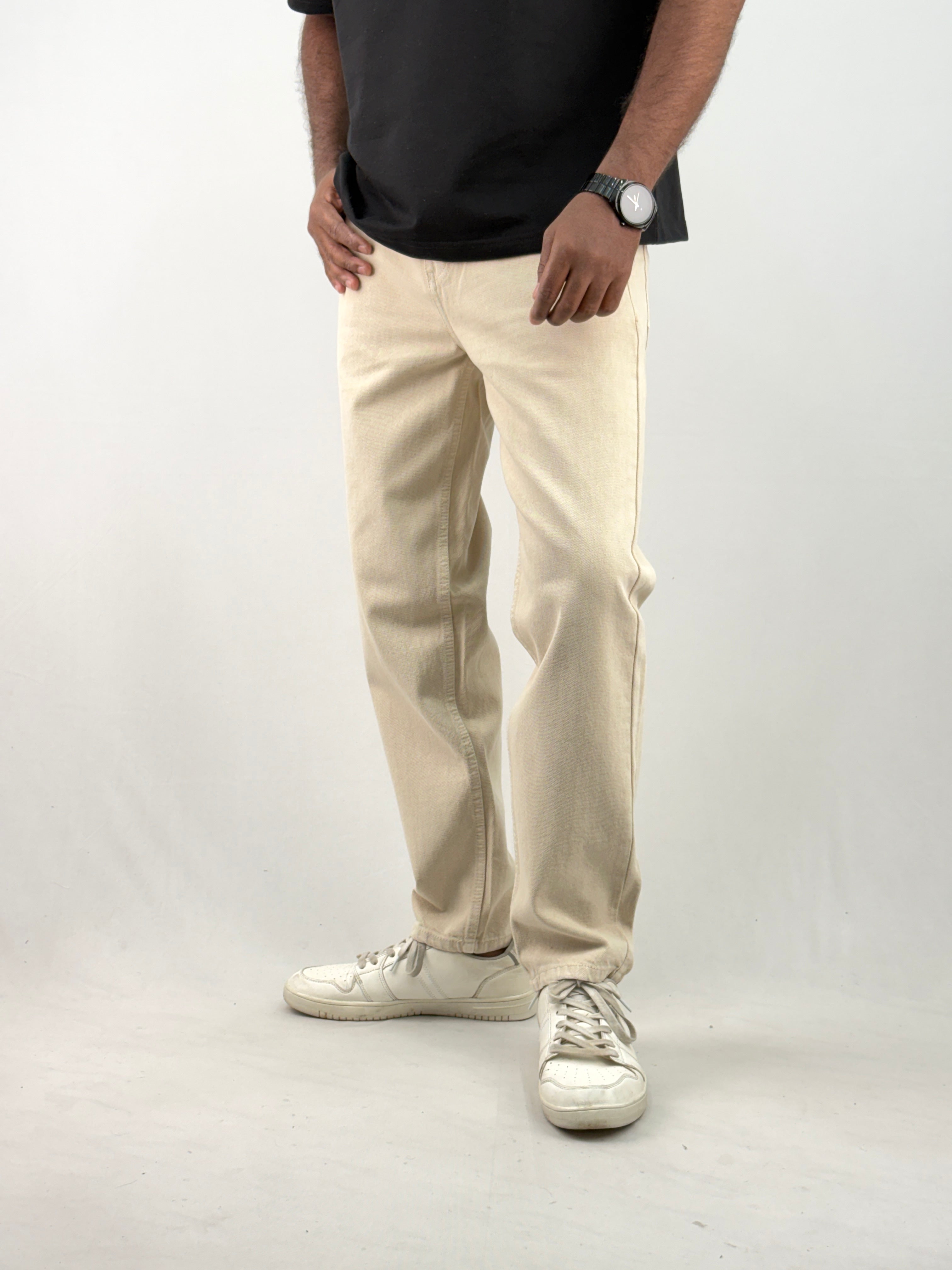 Beige Semi Baggy Jean