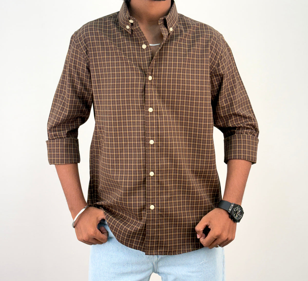 Dark Brown Vintage Checked Shirt