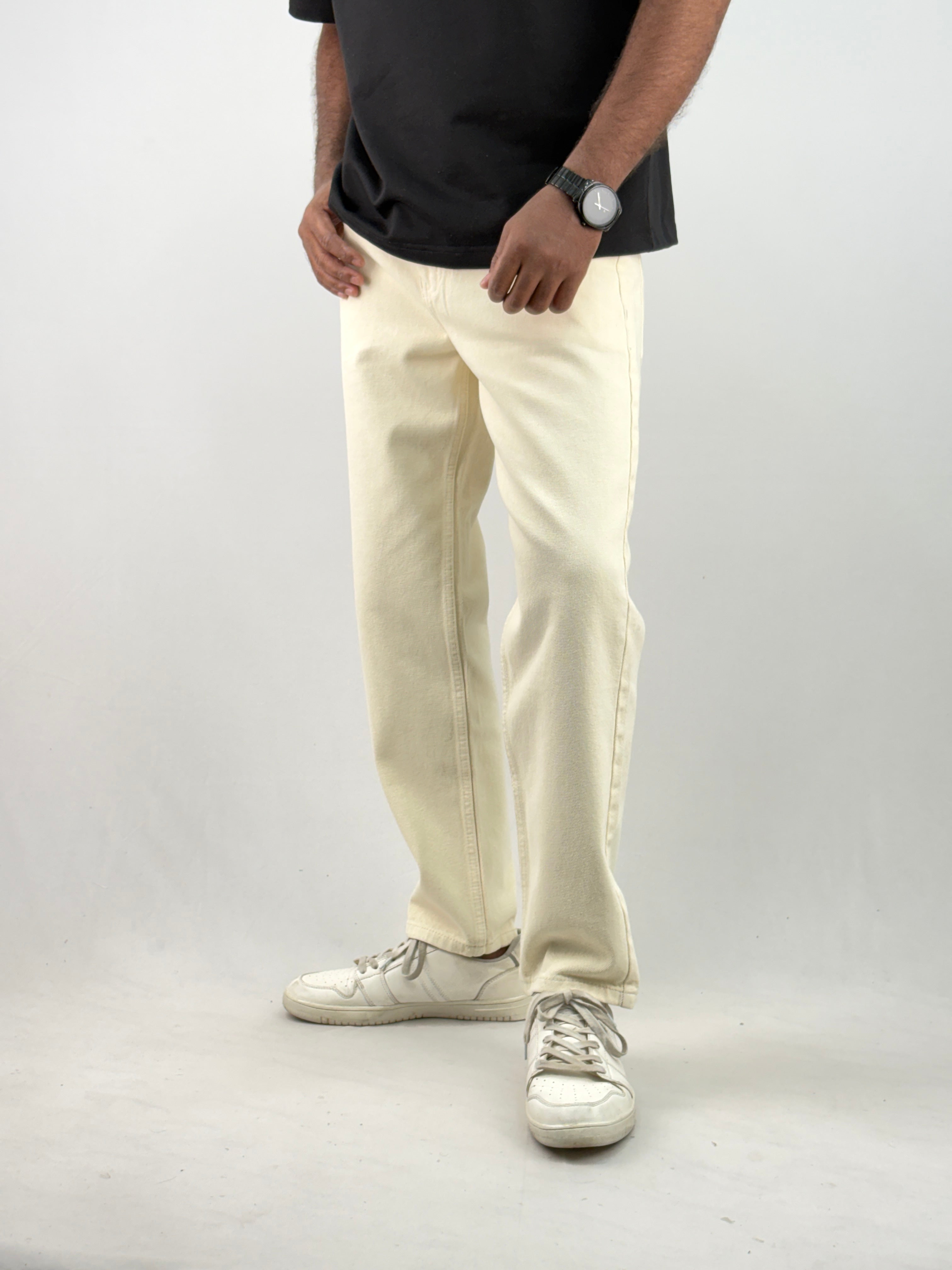 Cream Semi Baggy Jean