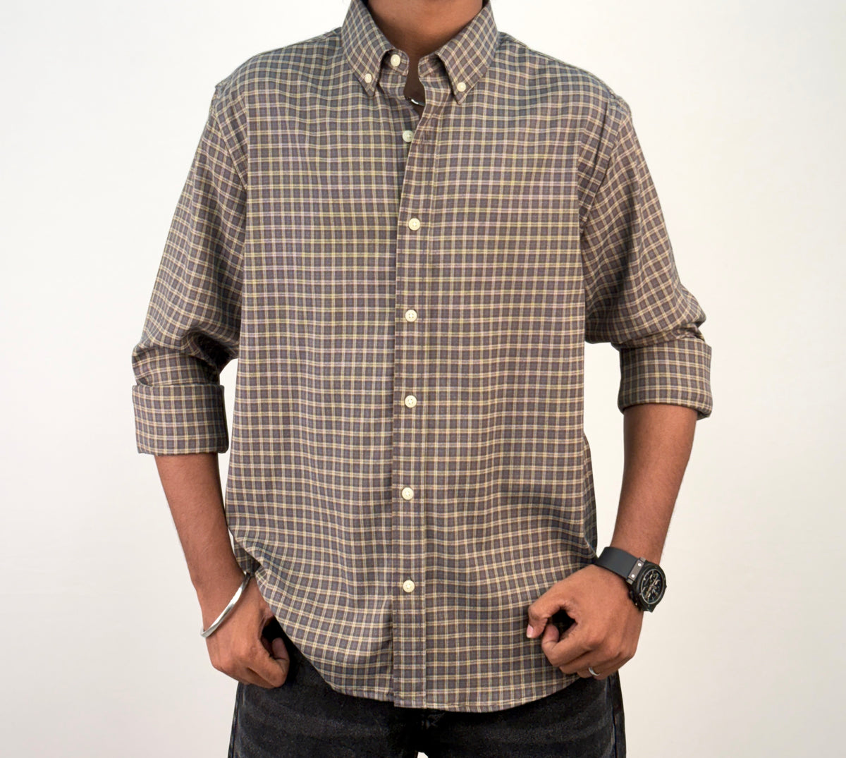 Golden Brown Vintage Checked Shirt