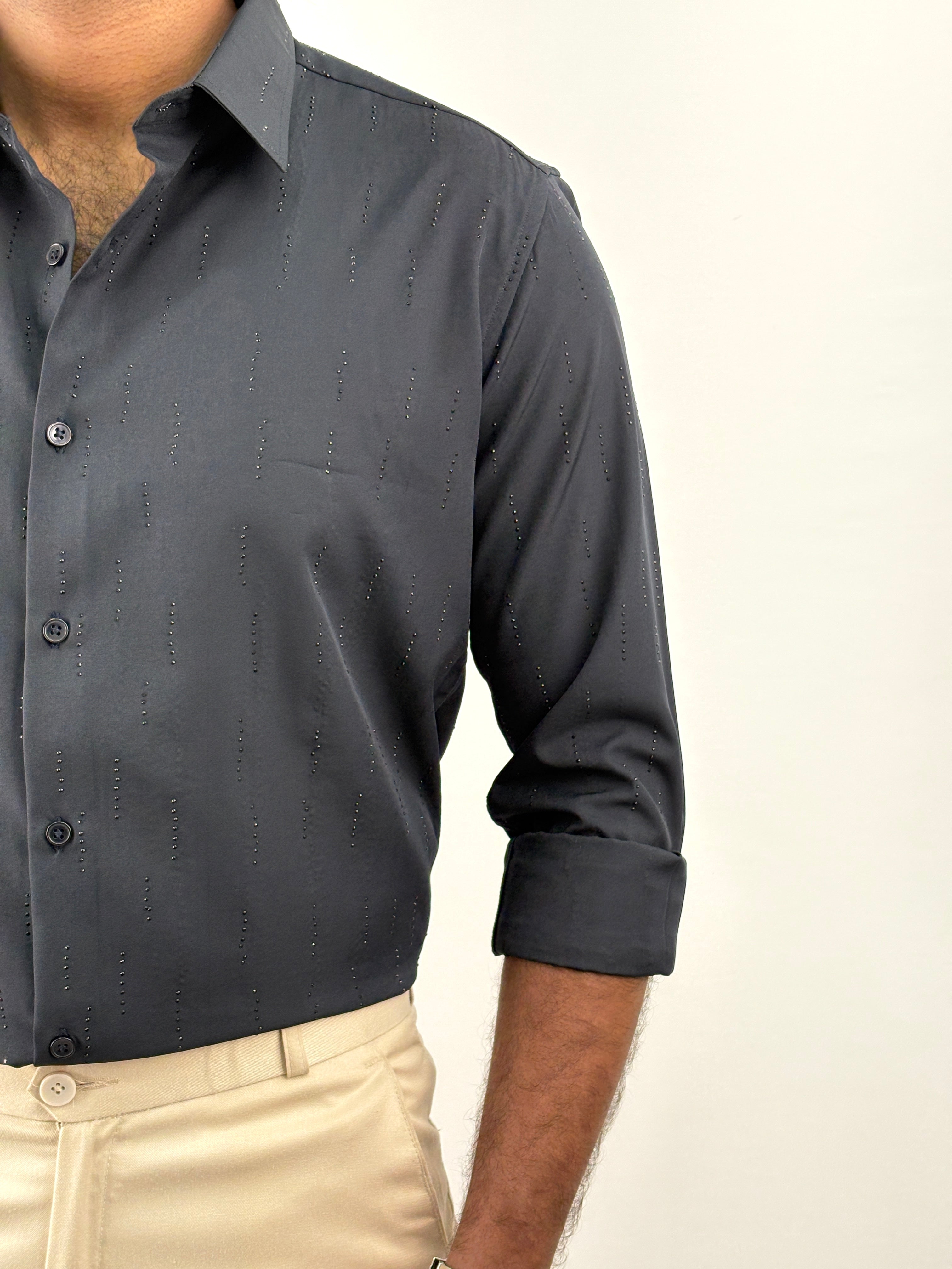 Navy Designer Stone Work Shirt