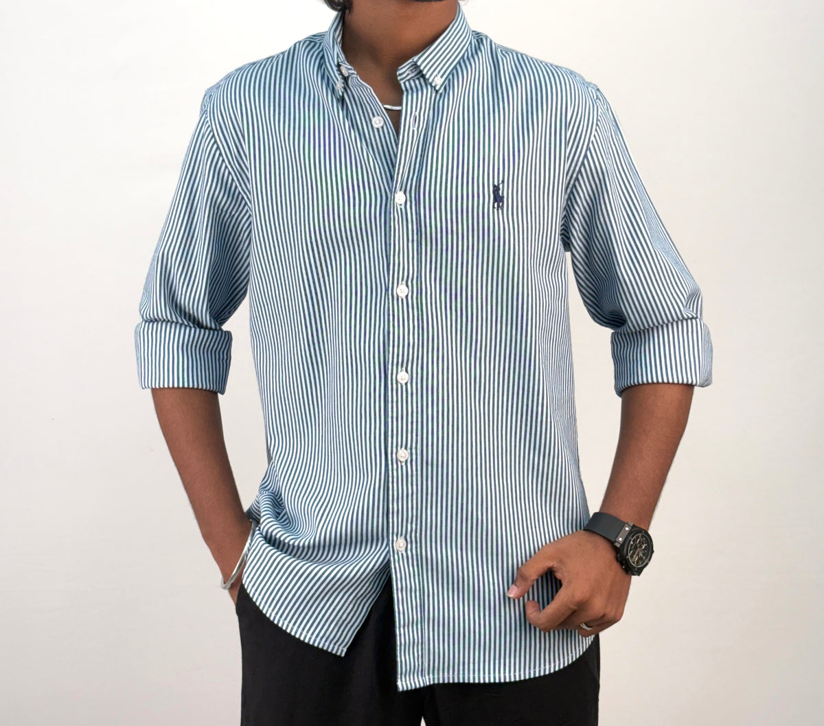 White Blue  Stripe Shirt 1