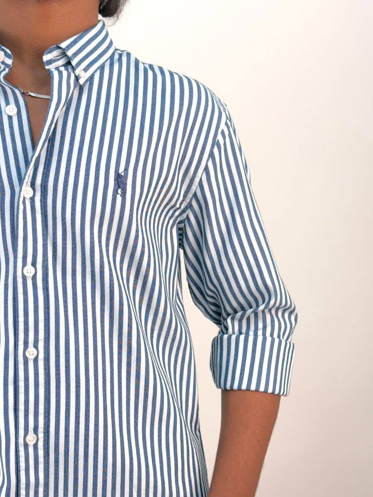 White Blue Stripe Shirt 2