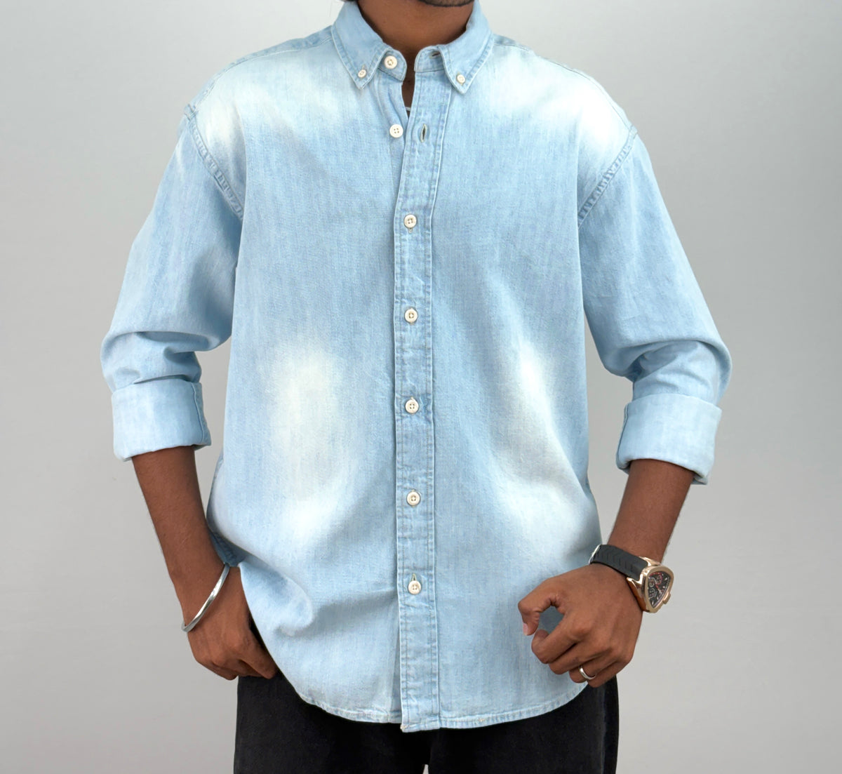 Ice Blue Shade Denim Shirt
