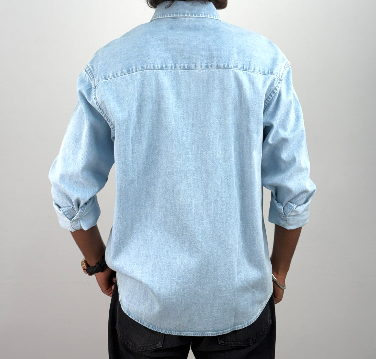 Ice Blue Acid Wash Denim Shirt